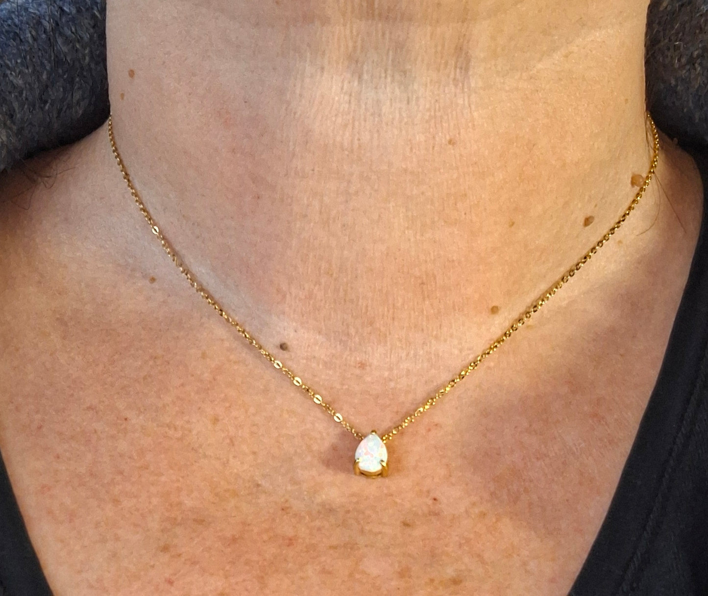 Collier chaîne acier inoxydable stainless steel 316 et cristal pierre de naissance réglable ajustable