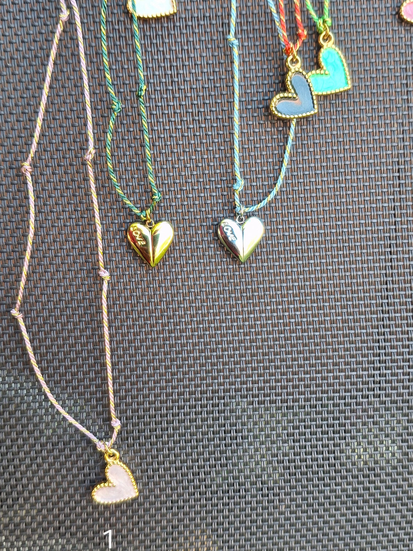 Collier cordon tressé fin pendentif coeur cadeau handmade