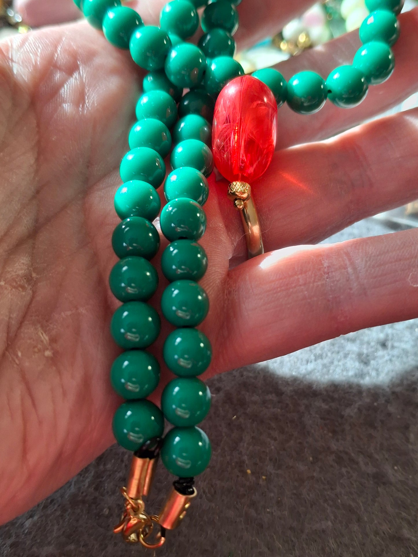 Collier perles acrylique et coeur handmade