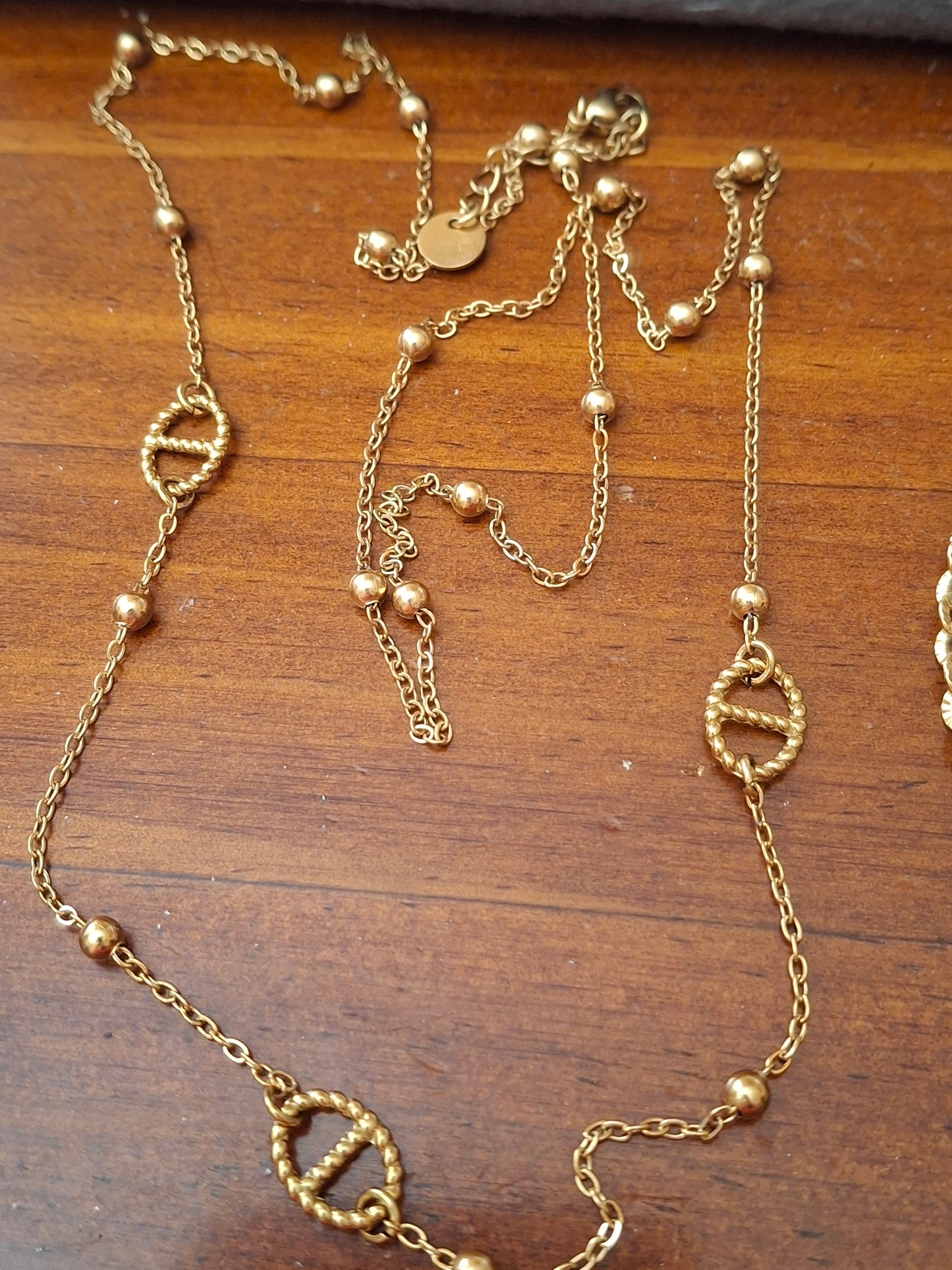 Ensemble 3 colliers acier inoxydable stainless steel 316 et maille marine, nez de cochon handmade