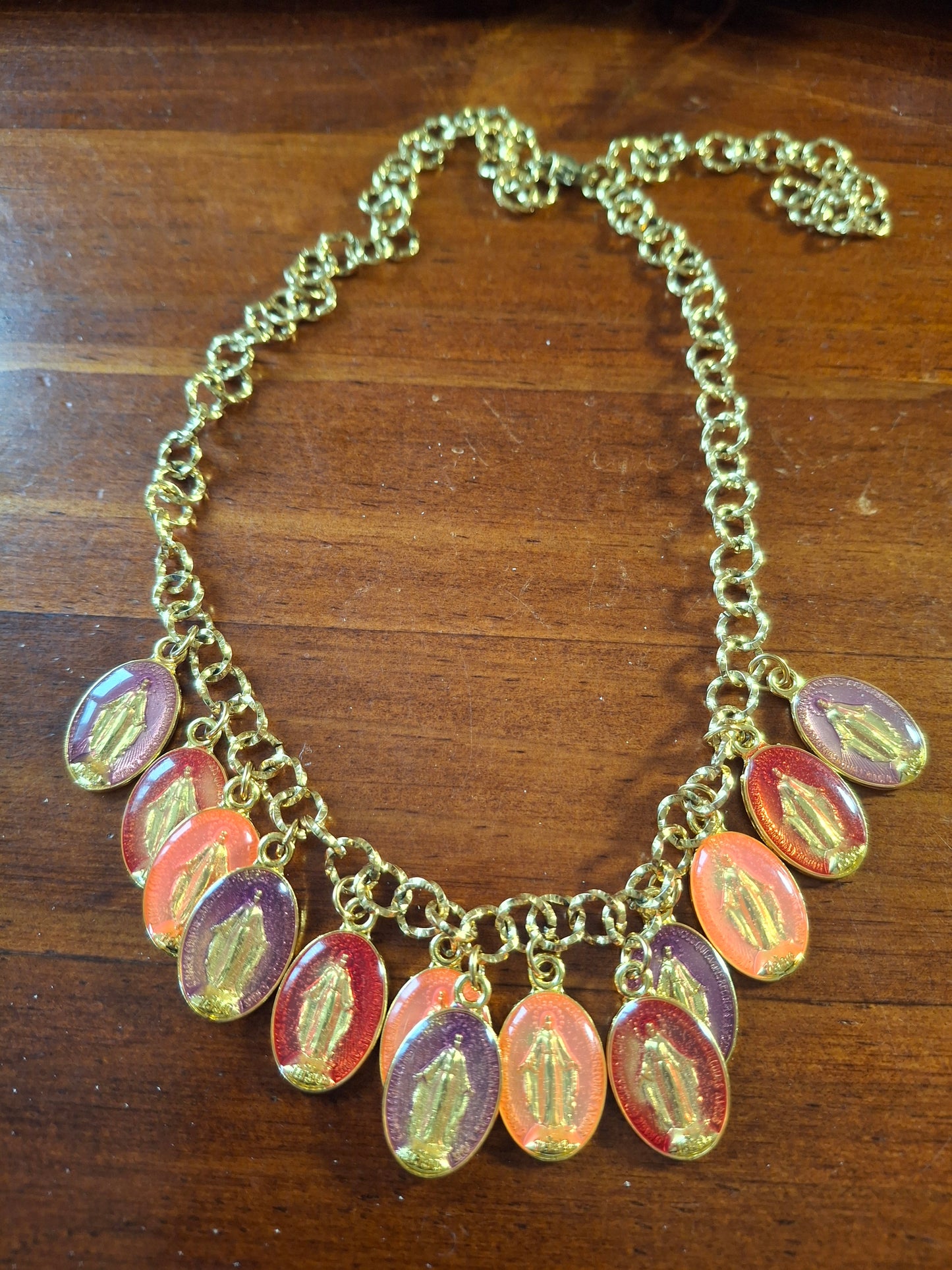 Stainless steel 316 chain necklace with Madonna charms