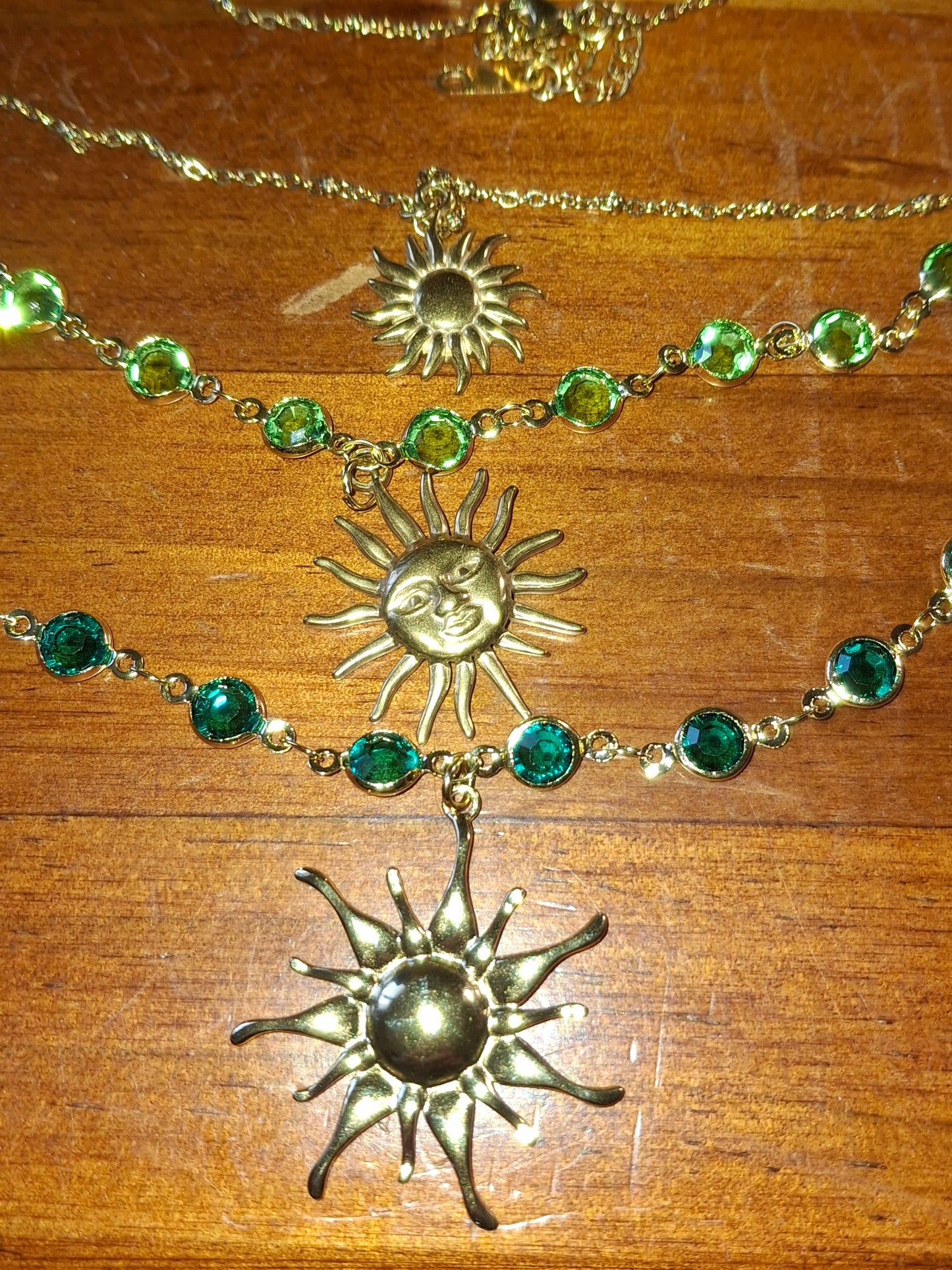 Collier chaîne cuivre ou chaîne acier inoxydable stainless steel pendentif soleil stainless steel