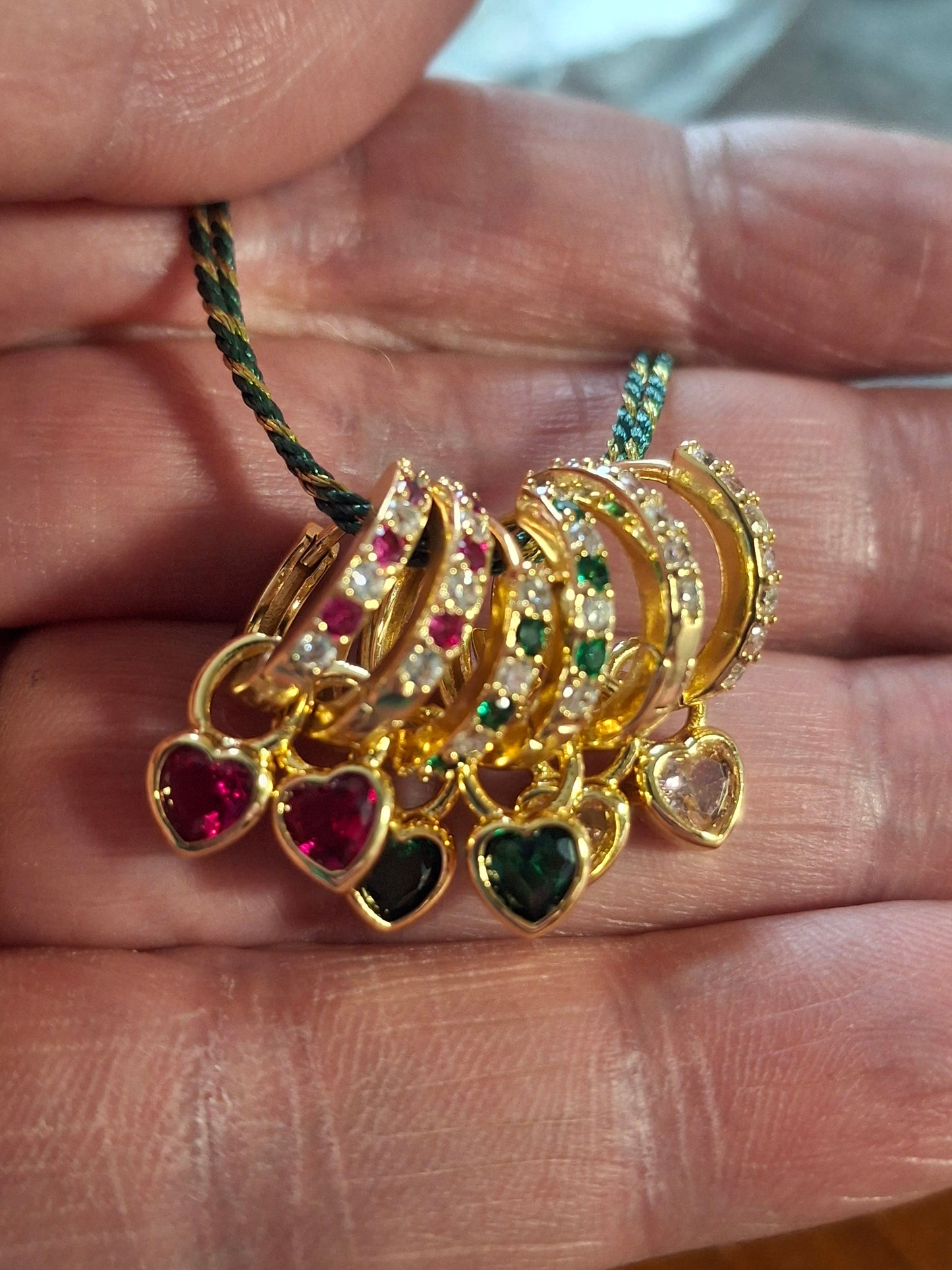 Single earrings, 316 stainless steel huggies and heart pendant with zirconia