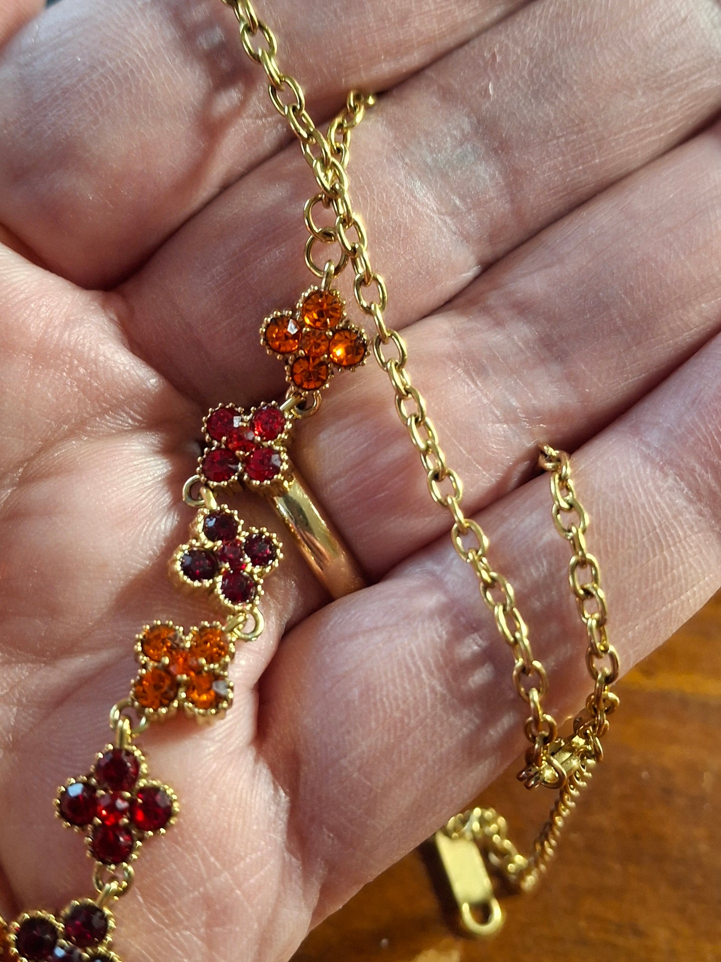 Halskette goldfarbene Kette Edelstahl 316 Kristall und Kette Edelstahl 316 handgefertigt
