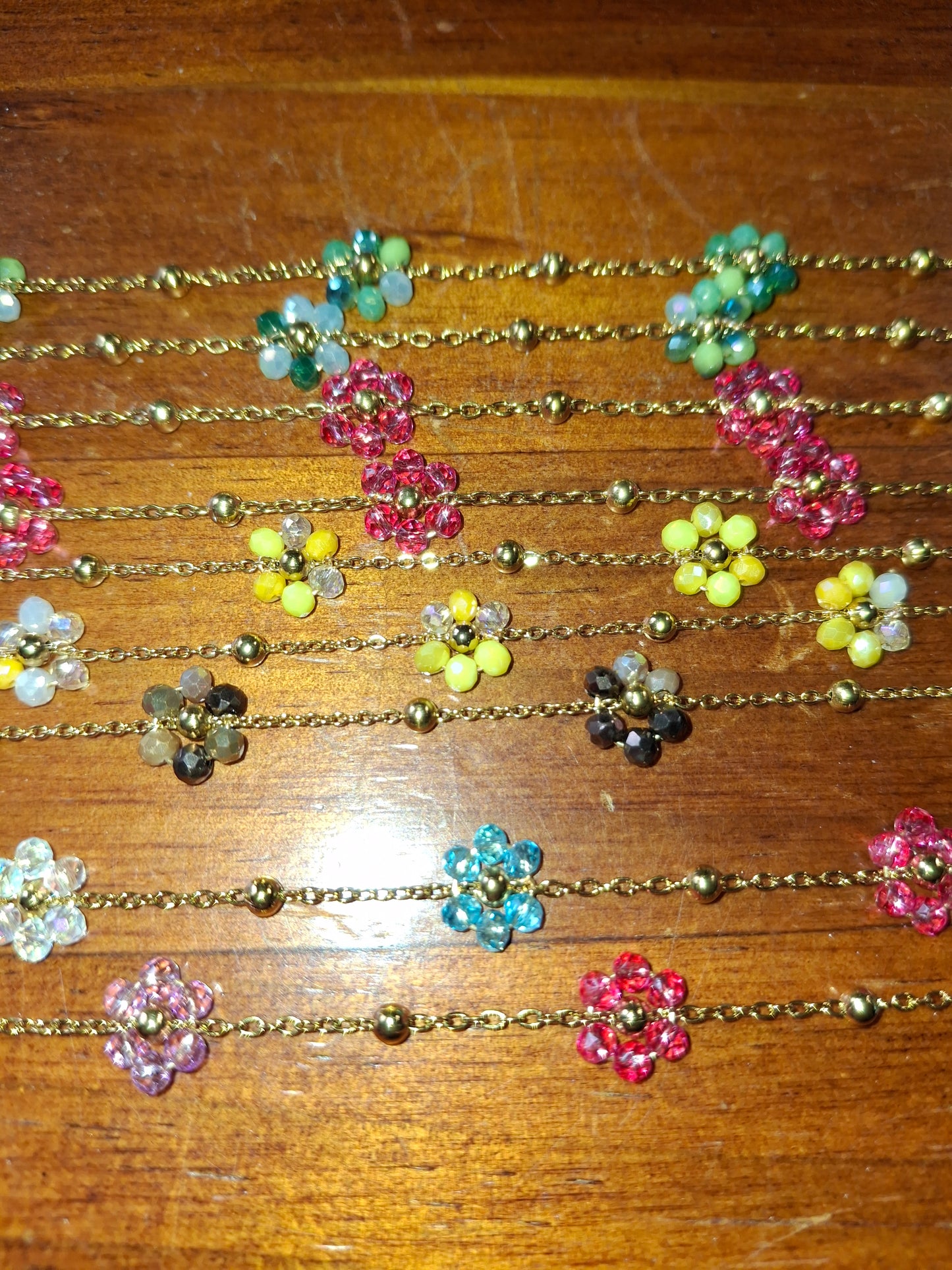 Collier chaîne dorée acier inoxydable stainless steel 316 et fleurs