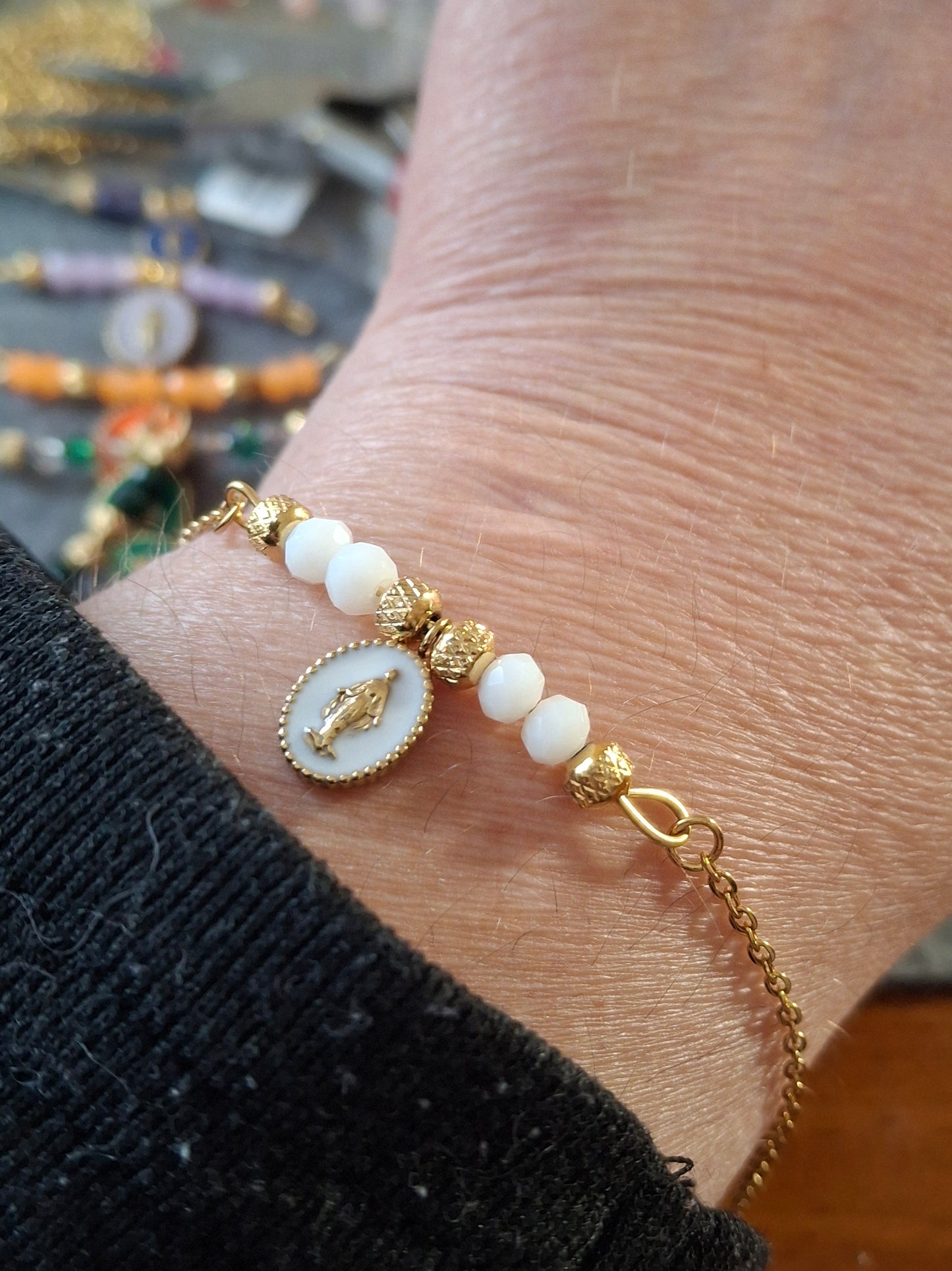 Bracelet chaîne acier inoxydable stainless steel 316 ,madone stainless steel 316 handmade sur mesure