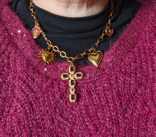 Collier chaîne maille gourmette acier inoxydable stainless steel 316 breloques handmade réglable