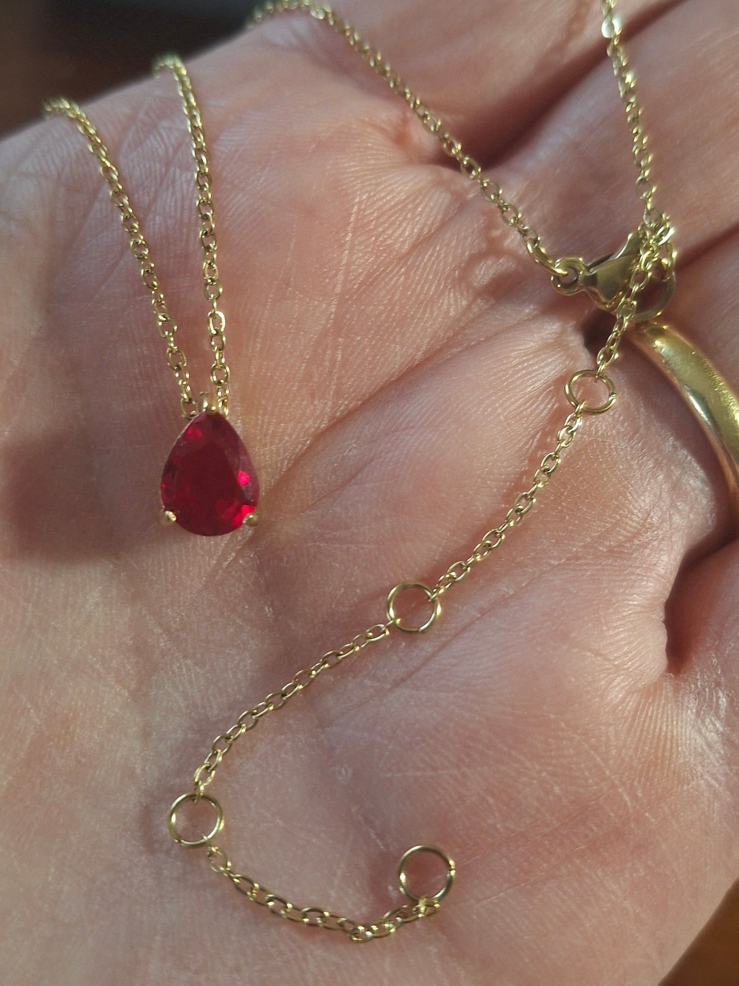 Collier chaîne acier inoxydable stainless steel 316 et cristal pierre de naissance réglable ajustable