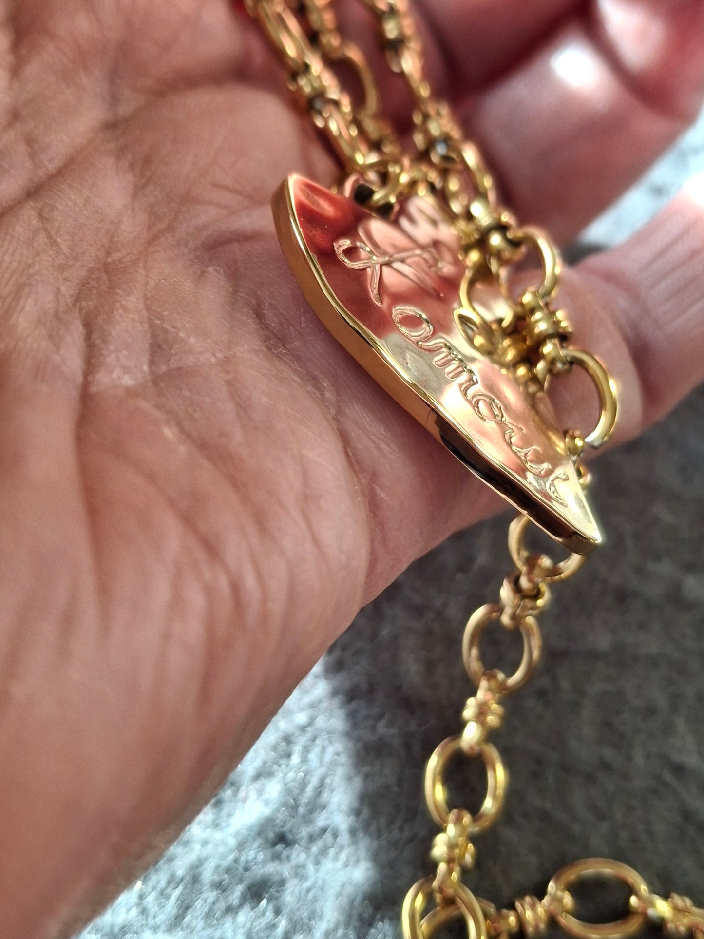 Bracelet maille gourmette stainless steel 316 grand cœur stainless steel 316 sur mesure