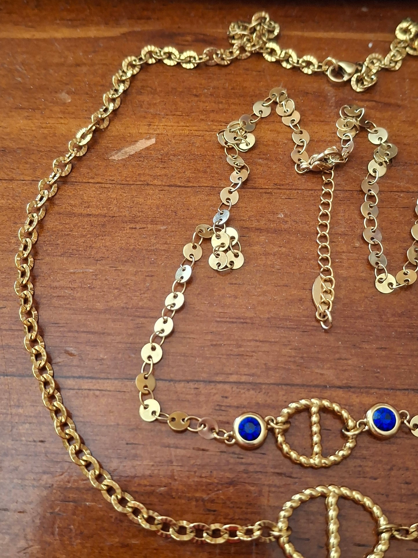 Ensemble 3 colliers acier inoxydable stainless steel 316 et maille marine, nez de cochon handmade