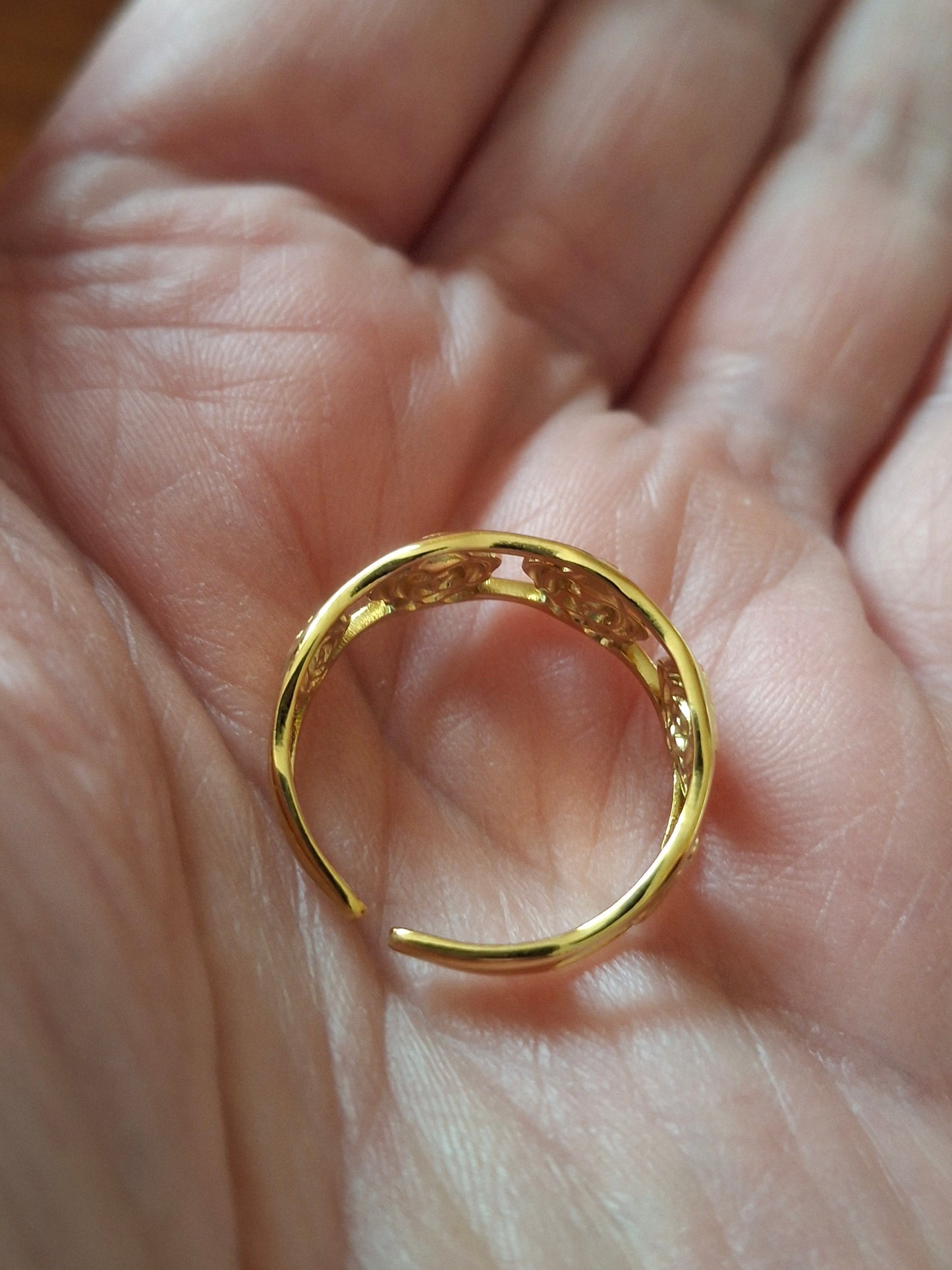 Bague acier inoxydable stainless steel 316 ,motif fleurs réglable ajustable