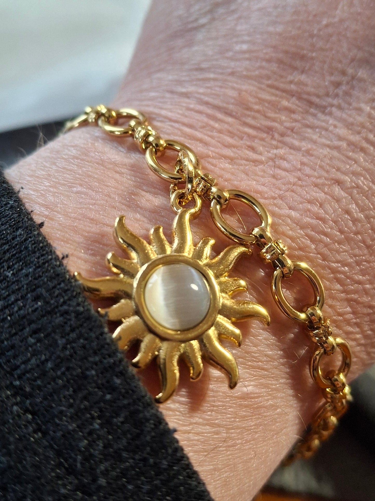 Armband Gliederkette Edelstahl 316, maßgefertigter polierter Sonnenanhänger Edelstahl 316