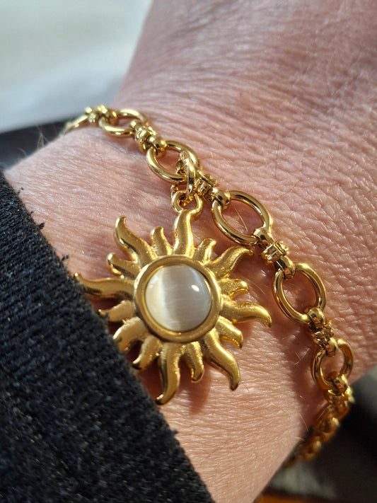 Armband Gliederkette Edelstahl 316, maßgefertigter polierter Sonnenanhänger Edelstahl 316