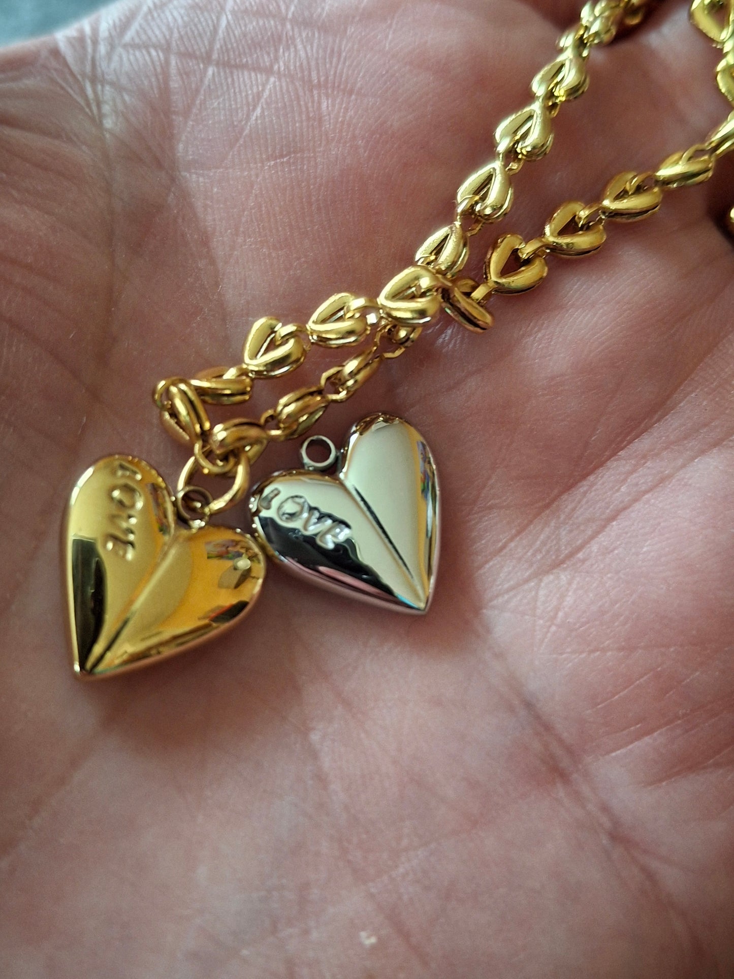 Collier chaîne dorée acier inoxydable stainless steel 316 motif cœur, pendentif coeur stainless steel 316 poli