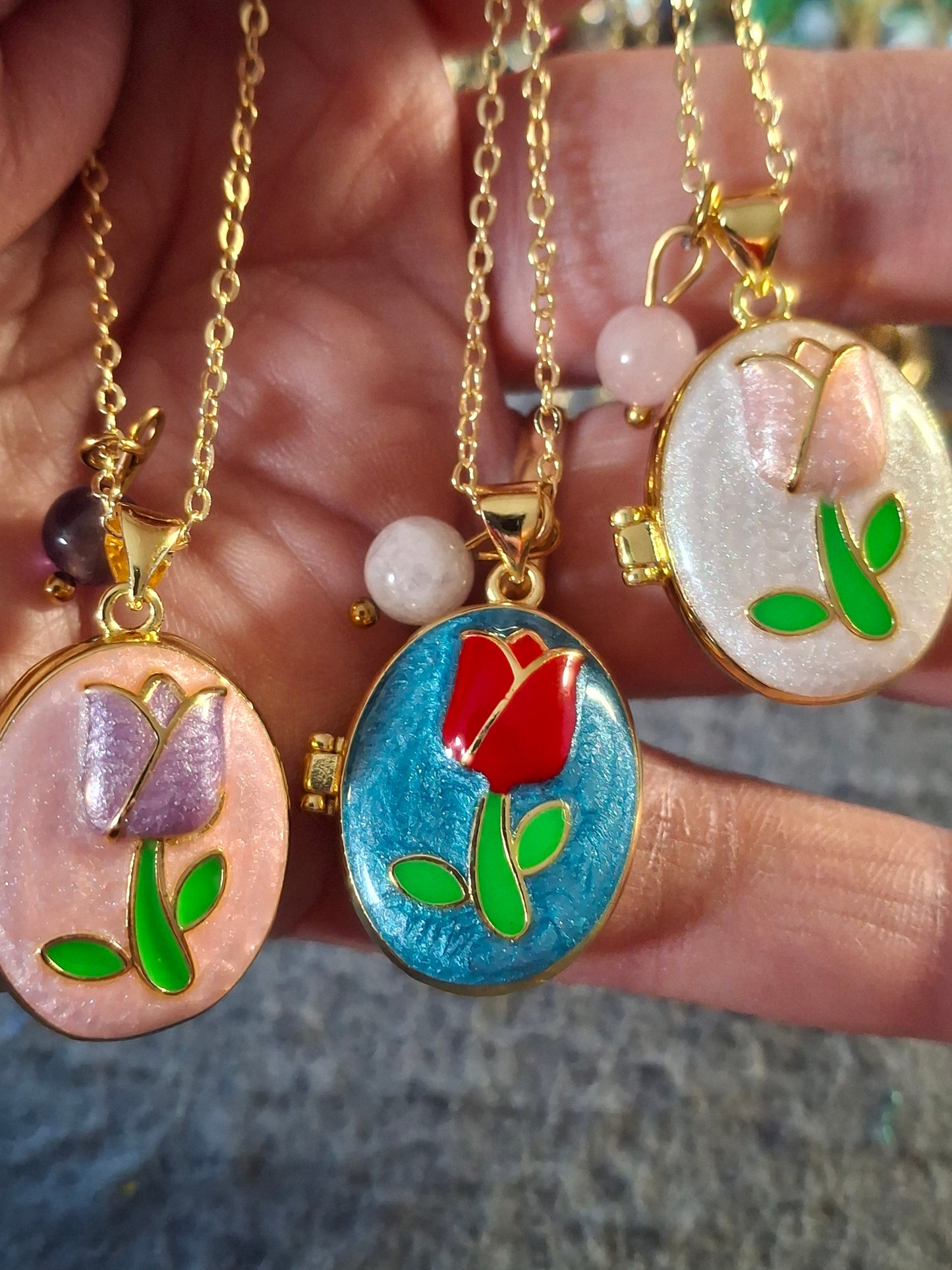 Collier pendentif porte photo et perle réglable ajustable