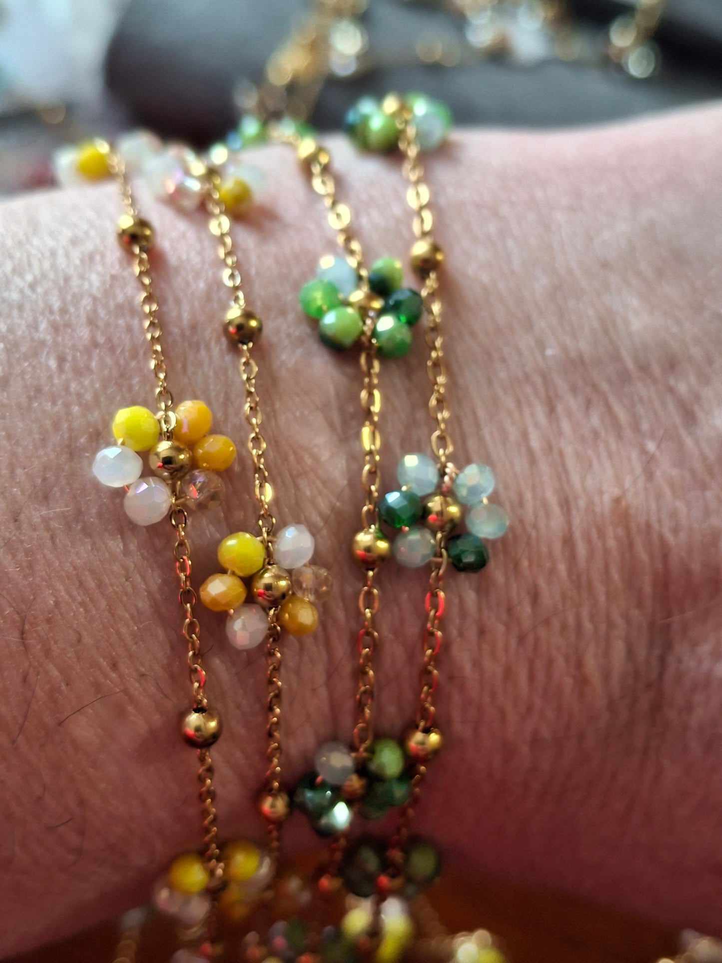 Bracelet chaîne acier inoxydable stainless steel 316 et fleurs sur mesure