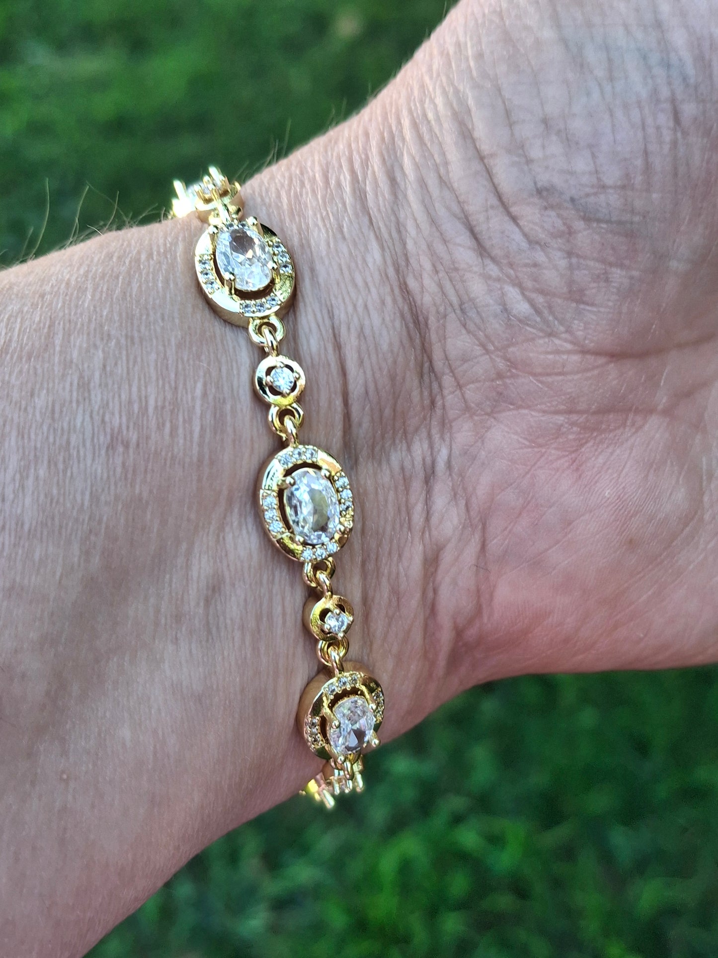 Bracelet maille gourmette stainless steel cristal fermoir toggle médaille madone stainless steel 316 poli handmade