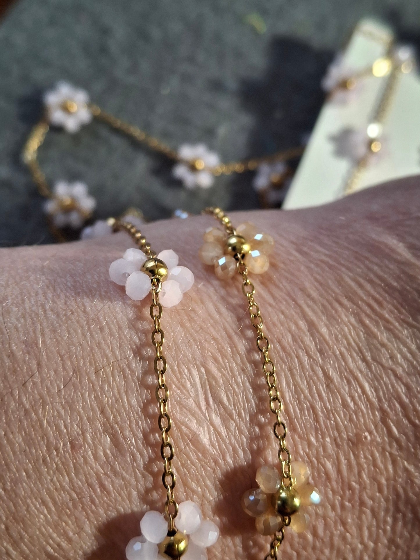 Bracelet chaîne acier inoxydable stainless steel fleurs sur mesure