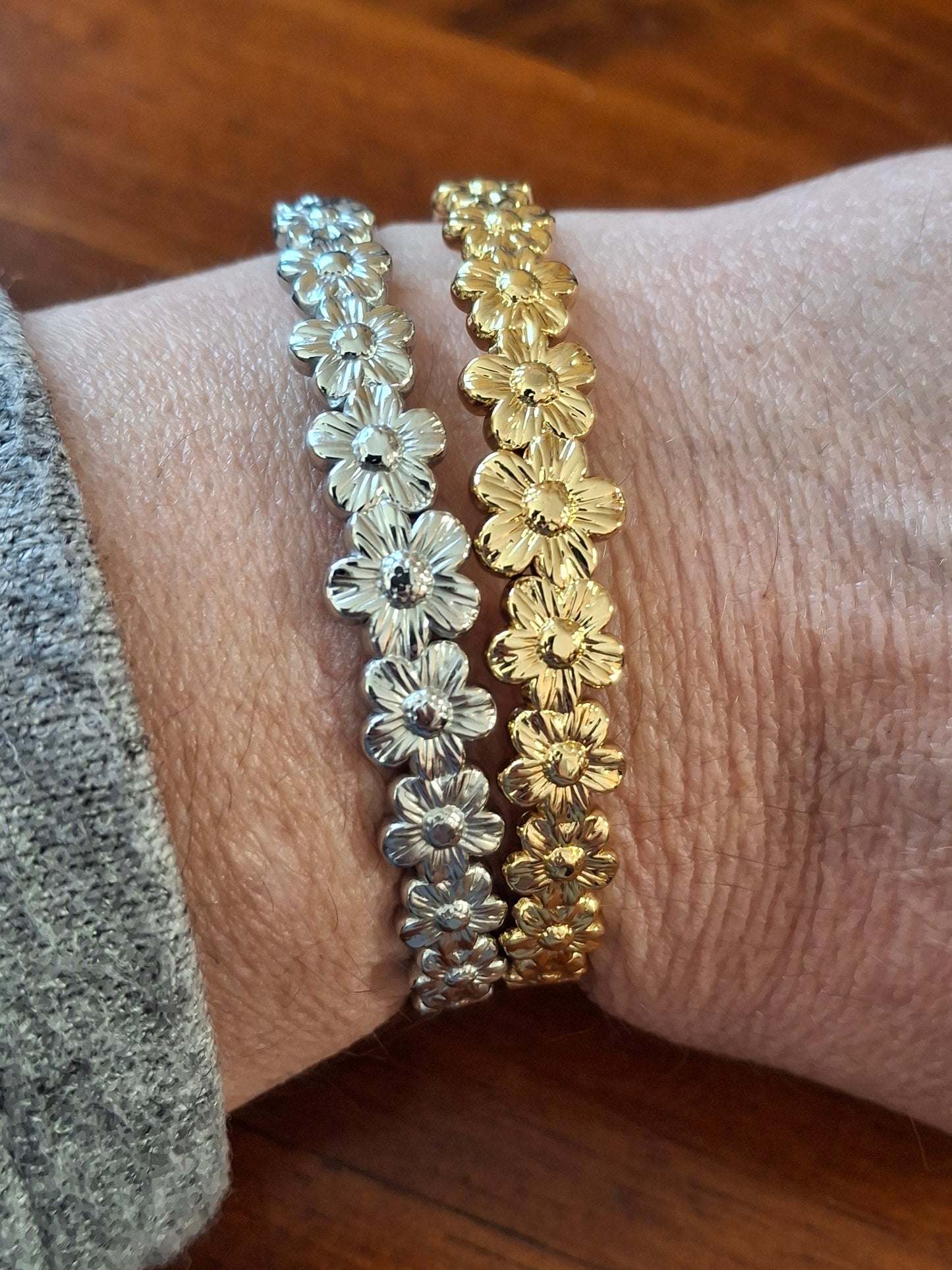 Jonc rigide fleurs acier inoxydable stainless steel 316 de qualité supérieure