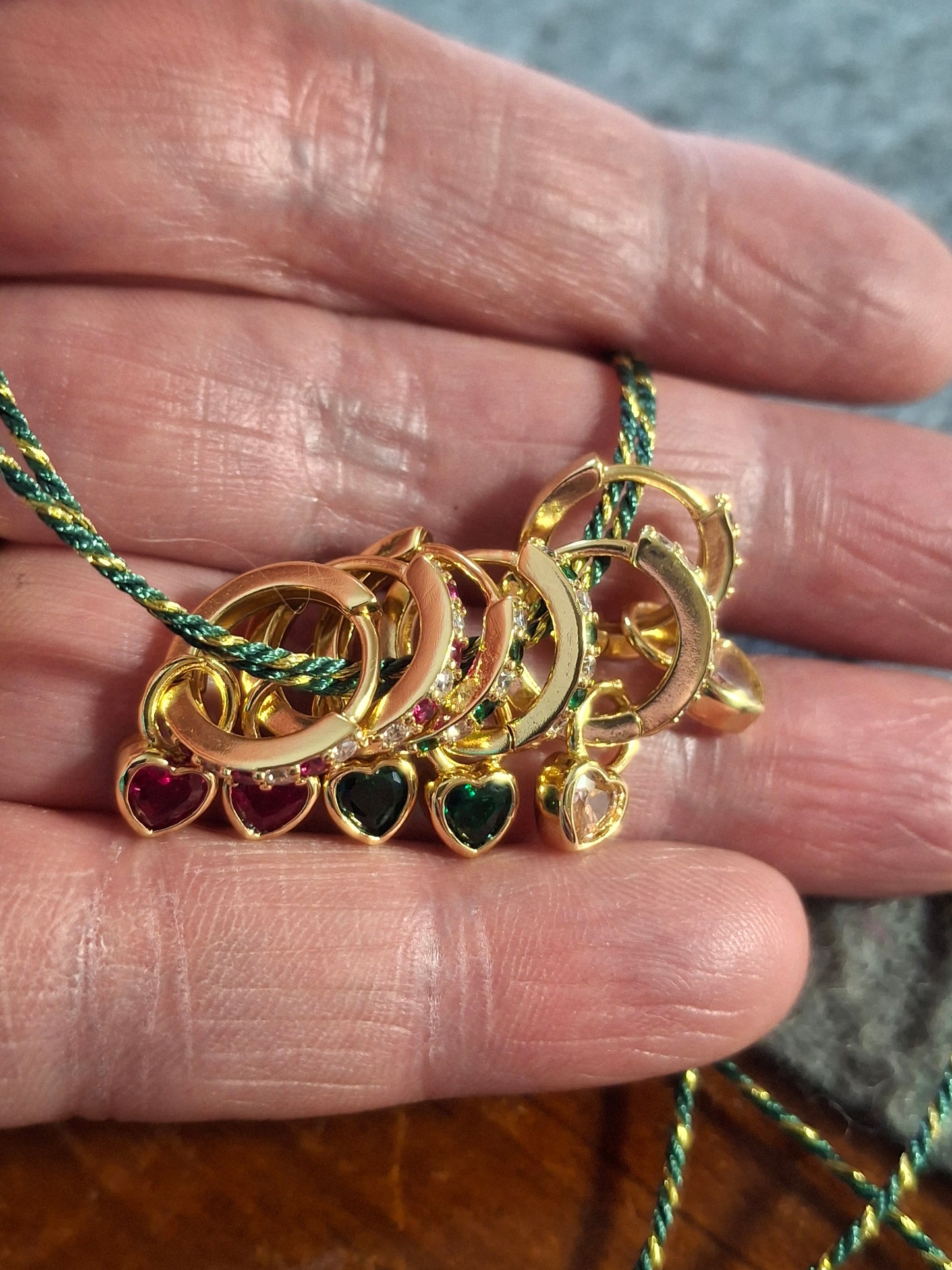 Single earrings, 316 stainless steel huggies and heart pendant with zirconia