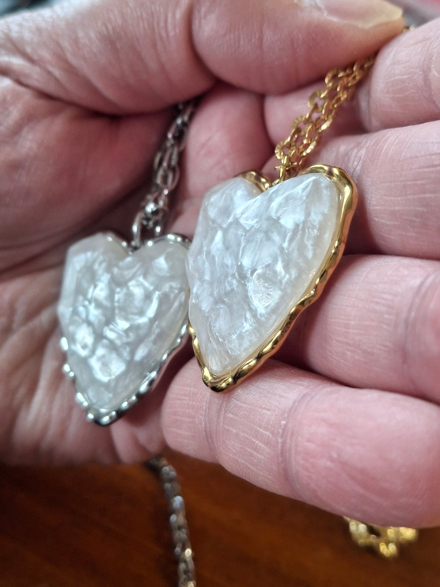 Halskette goldfarbene Kette Edelstahl 316 und Herz Edelstahl 316