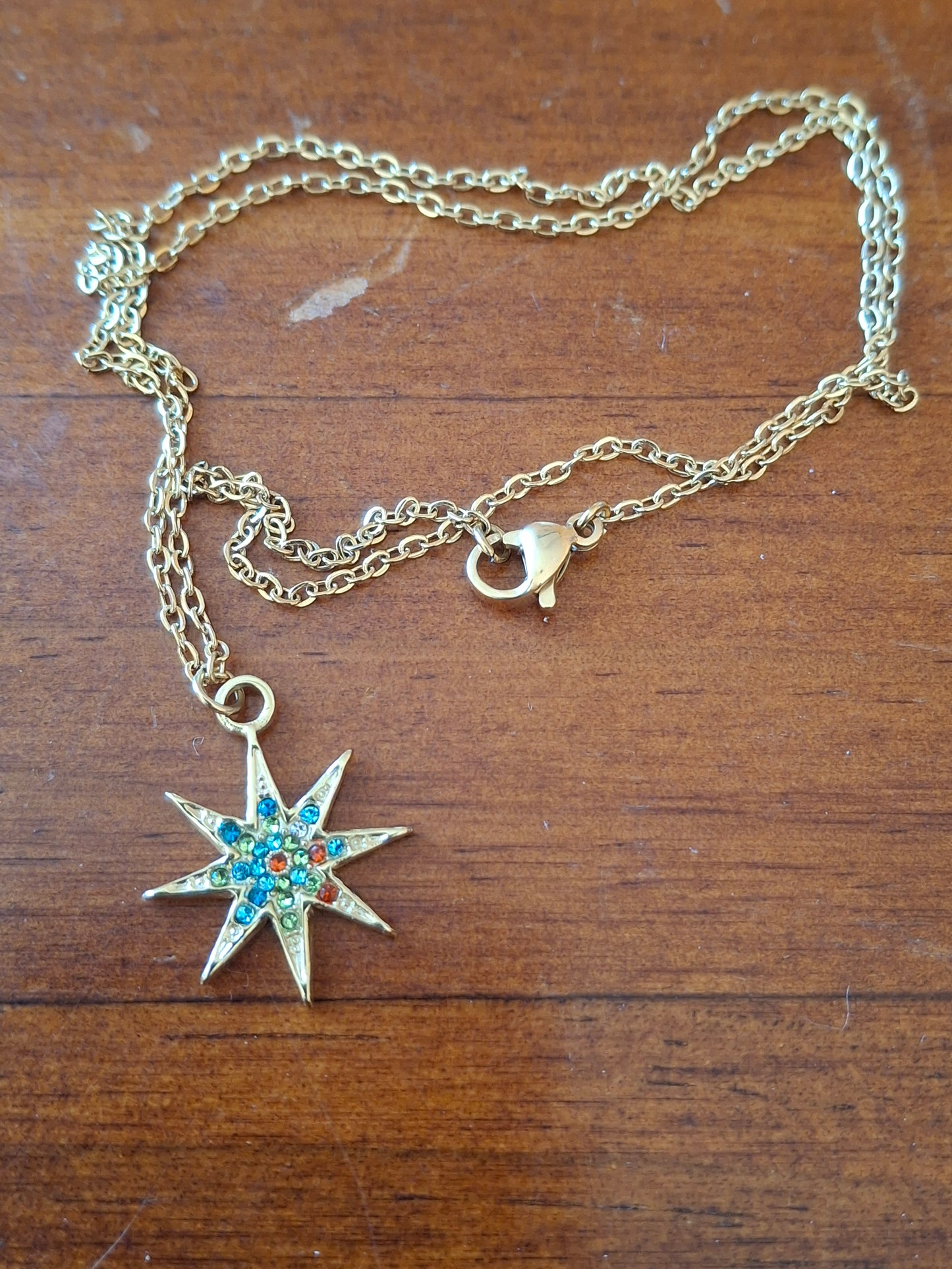 Edelstahl Goldkette Halskette Edelstahl Polarstern Anhänger Edelstahl
