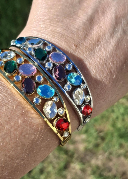 Stainless steel 316 cuff bracelet set with crystal