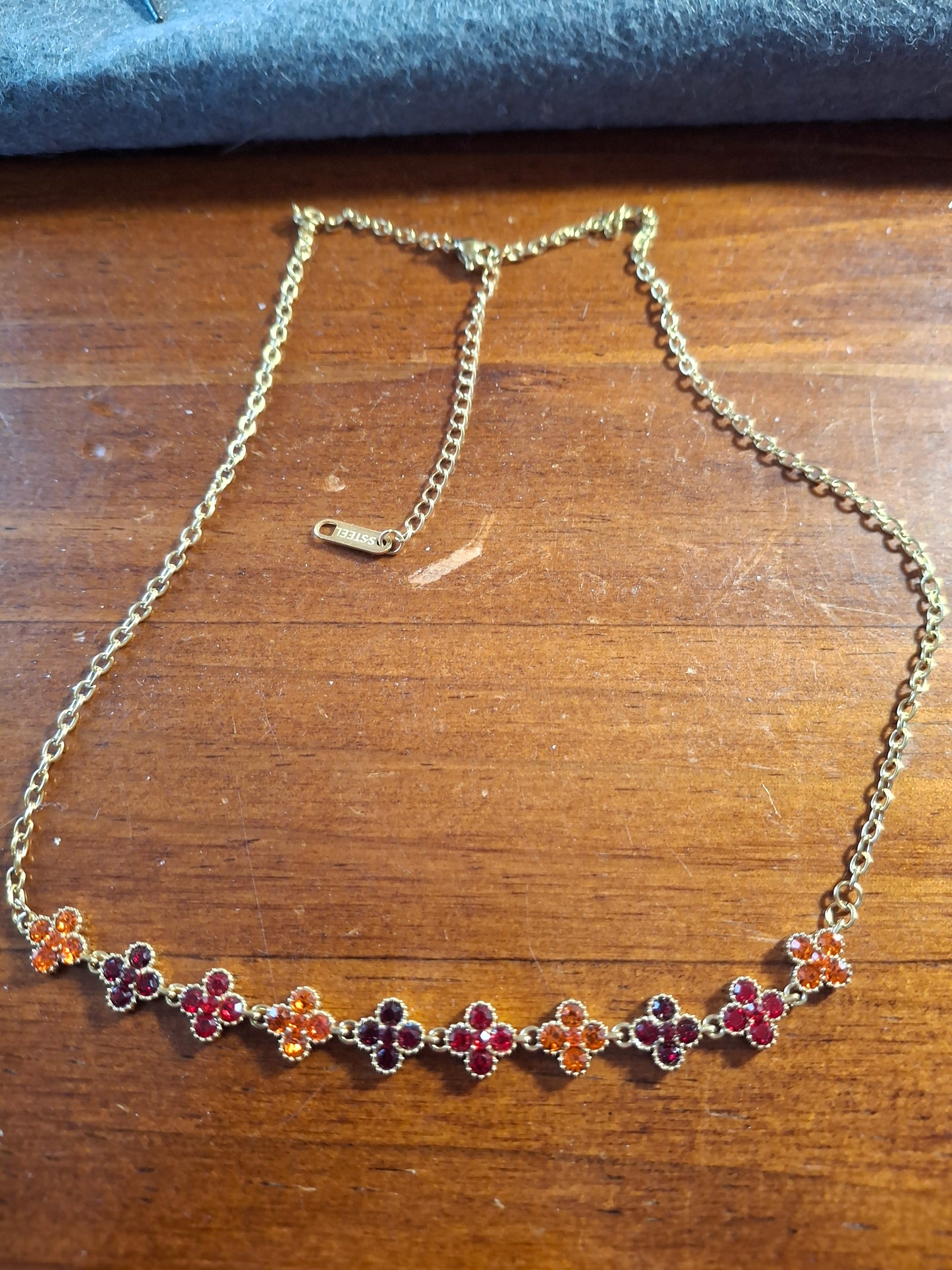 Halskette goldfarbene Kette Edelstahl 316 Kristall und Kette Edelstahl 316 handgefertigt