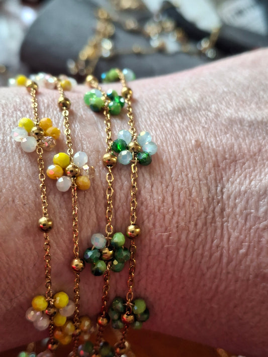Bracelet chaîne acier inoxydable stainless steel 316 et fleurs sur mesure