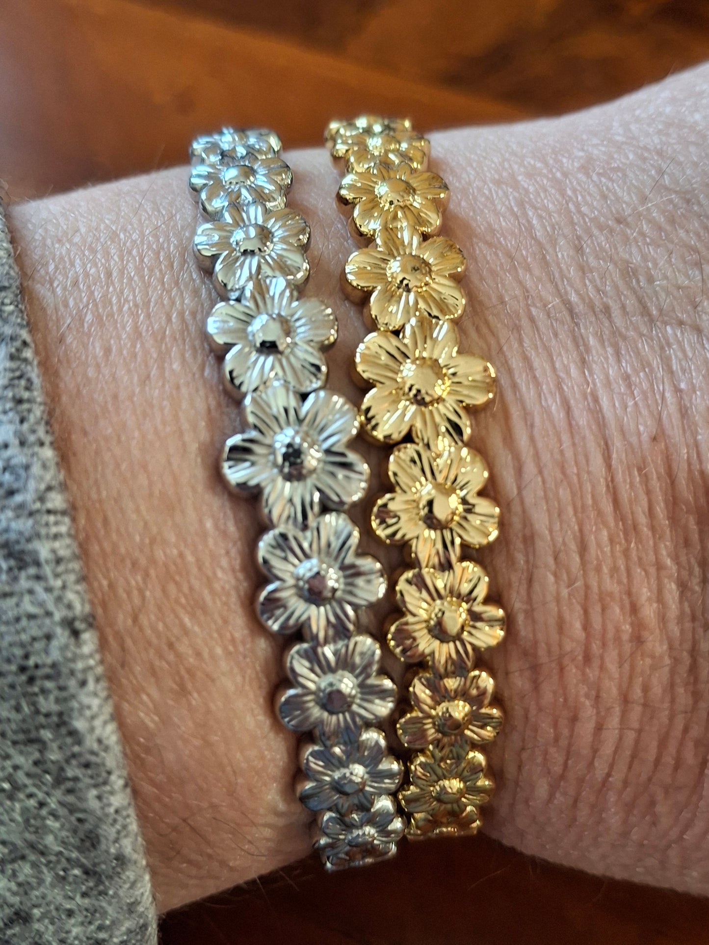 Jonc rigide fleurs acier inoxydable stainless steel 316 de qualité supérieure