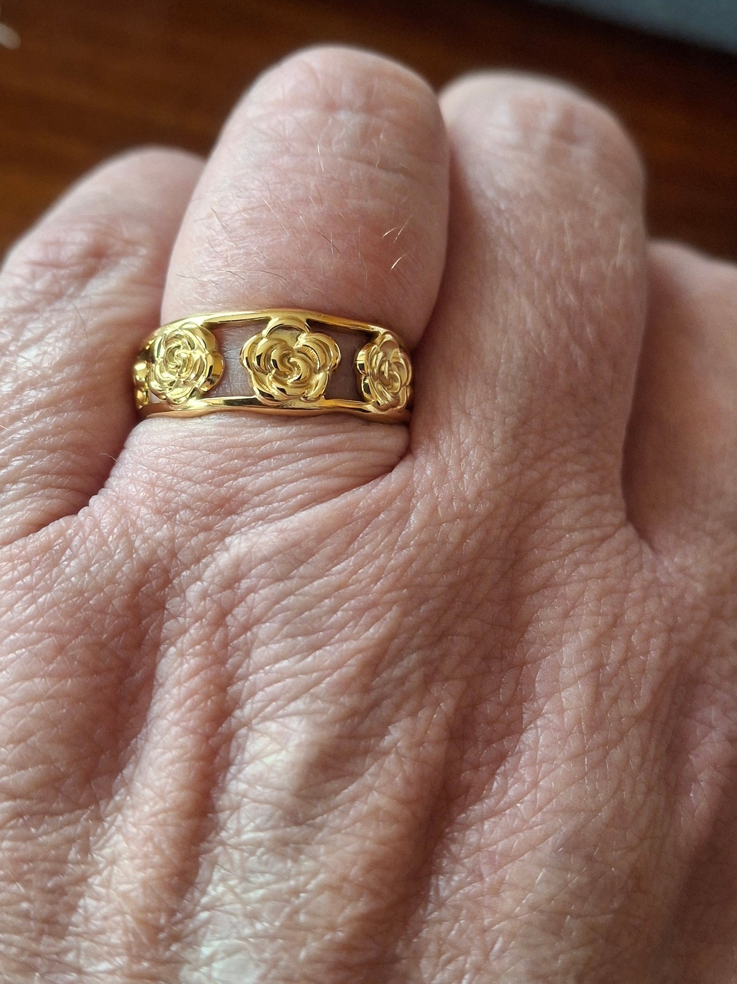 Bague acier inoxydable stainless steel 316 ,motif fleurs réglable ajustable