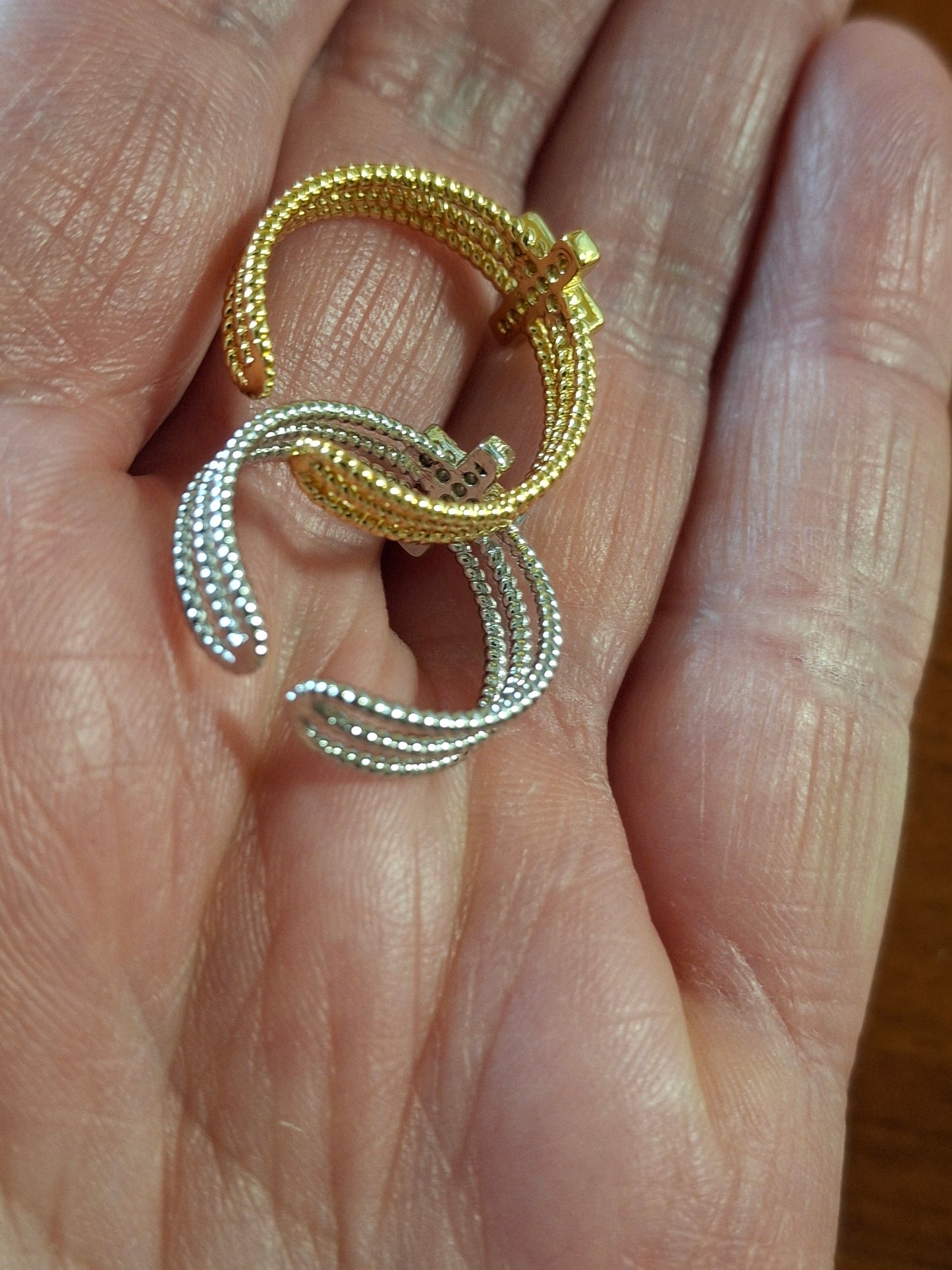 Bague acier inoxydable stainless steel 316 croix sertie zircon réglable ajustable or ou argent