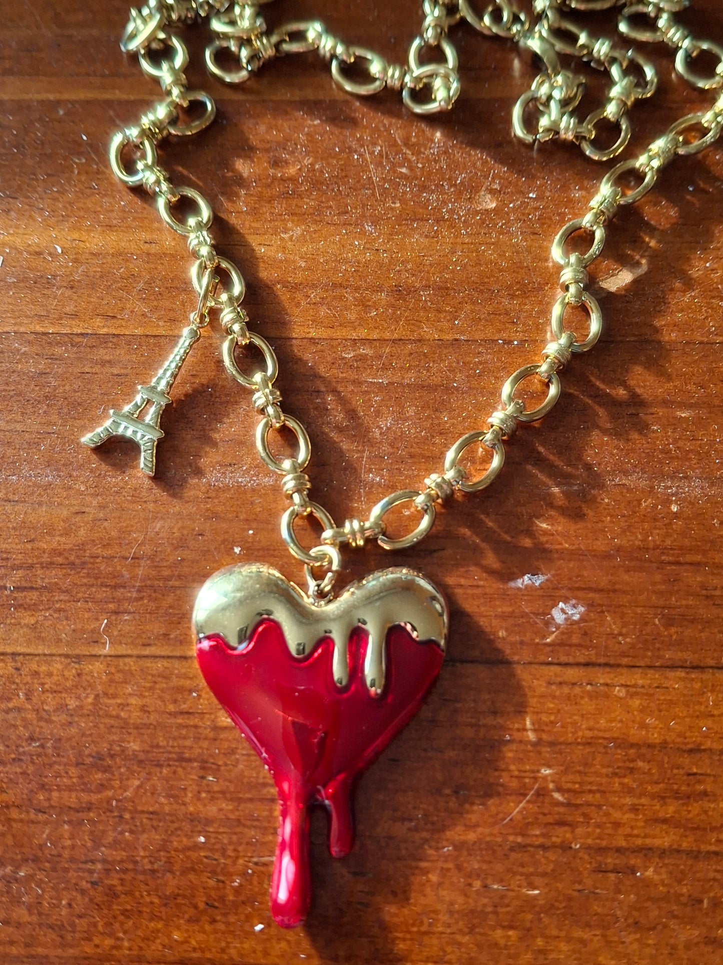 Verstellbare Edelstahl-316-Panzerkette mit Herz- und Eiffelturm-Anhängern