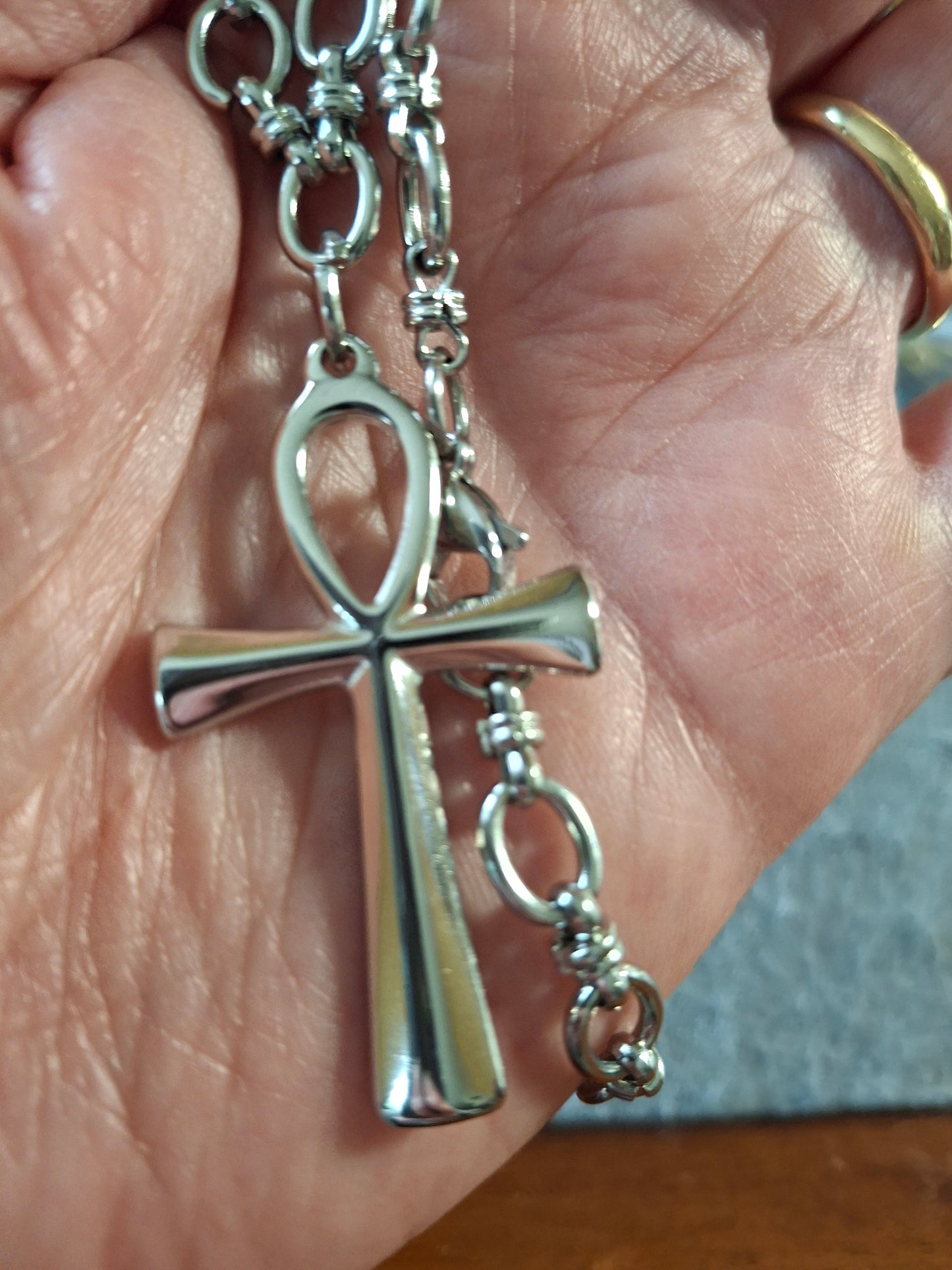 Collier très belle chaîne acier inoxydable stainless steel 316 ,croix ANKH stainless steel 316