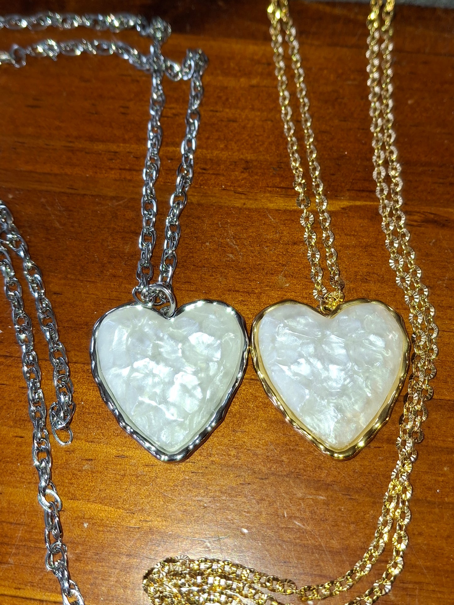 Halskette goldfarbene Kette Edelstahl 316 und Herz Edelstahl 316