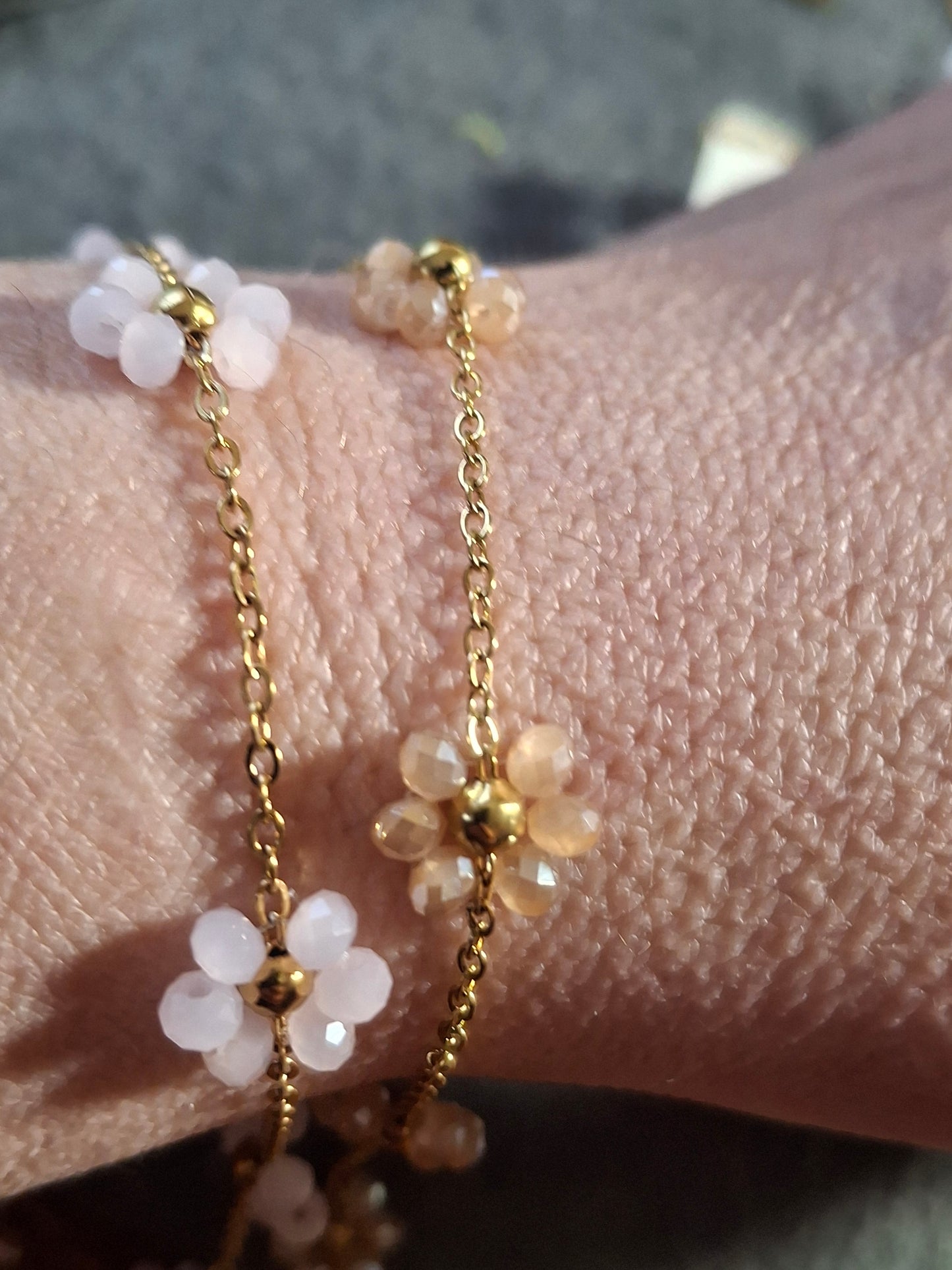 Bracelet chaîne acier inoxydable stainless steel fleurs sur mesure