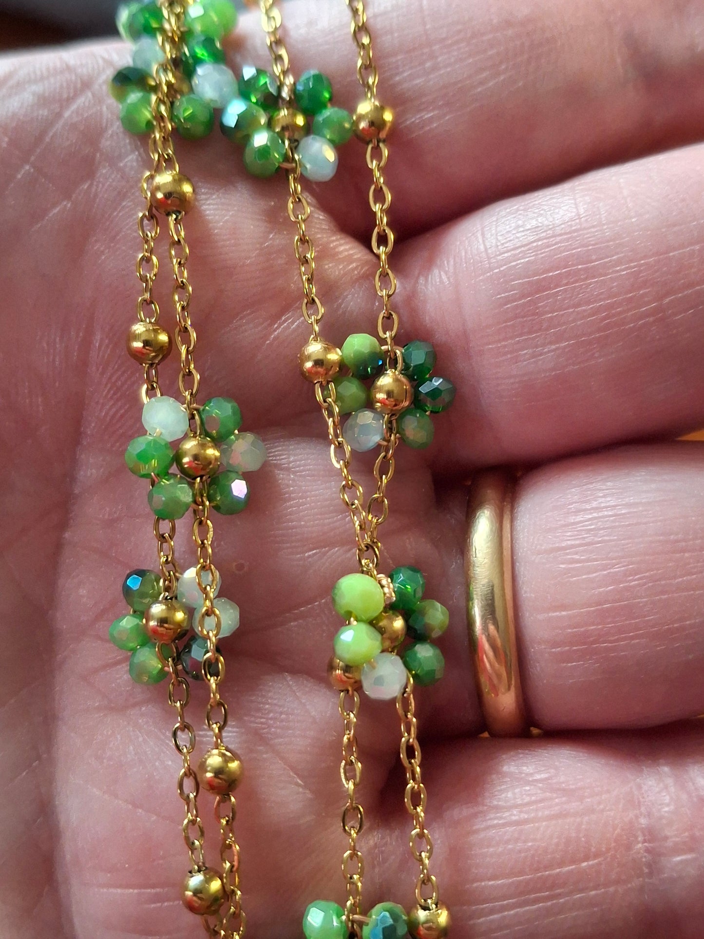 Collier chaîne dorée acier inoxydable stainless steel 316 et fleurs