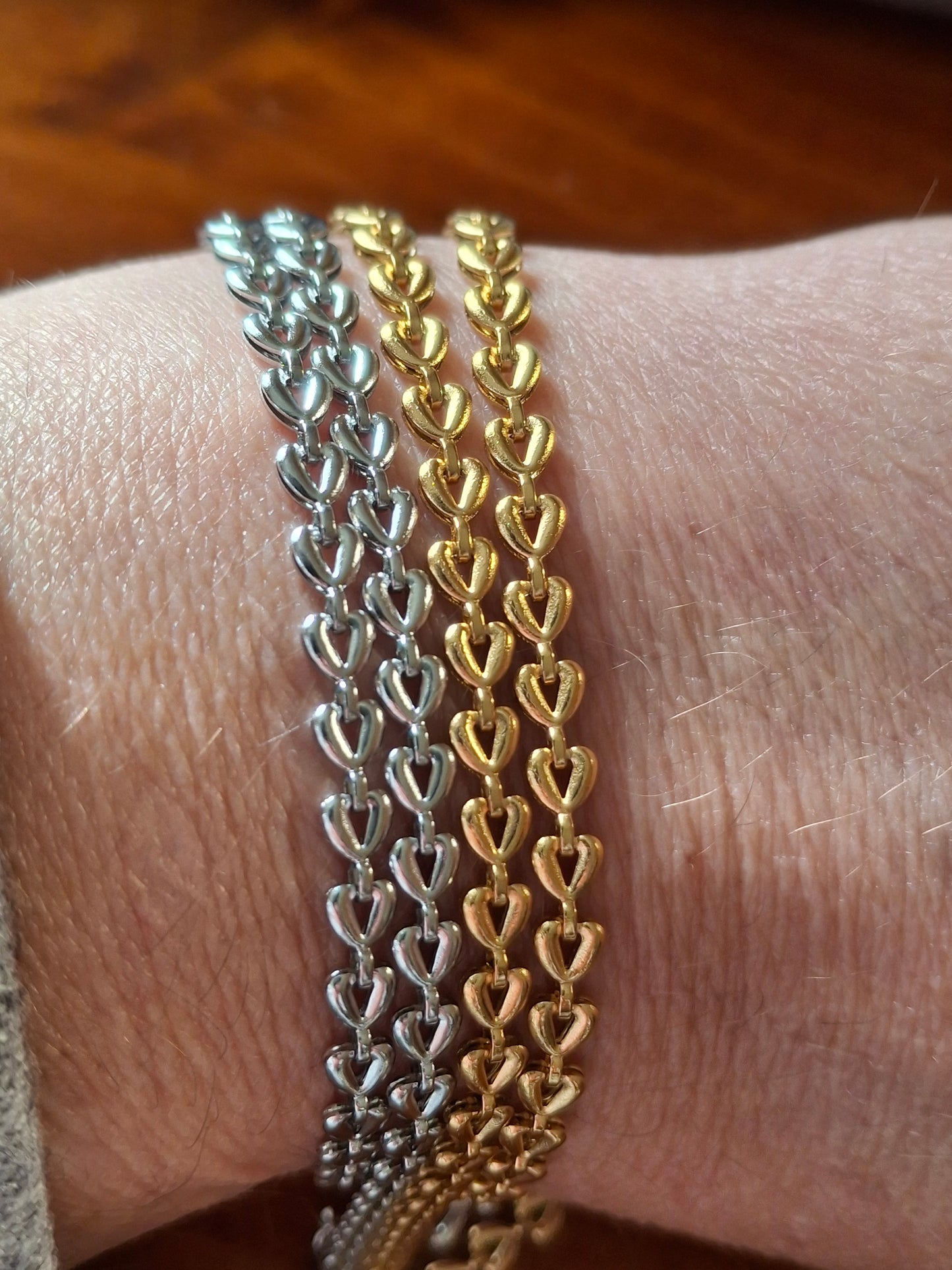 Bracelet chaîne acier inoxydable stainless steel 316 motif cœur sur mesure