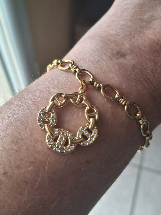 Armband, Gliederkette Gourmette, Edelstahl 316, Anhänger, Gliederkette Marine, Edelstahl 316, poliert, nach Maß