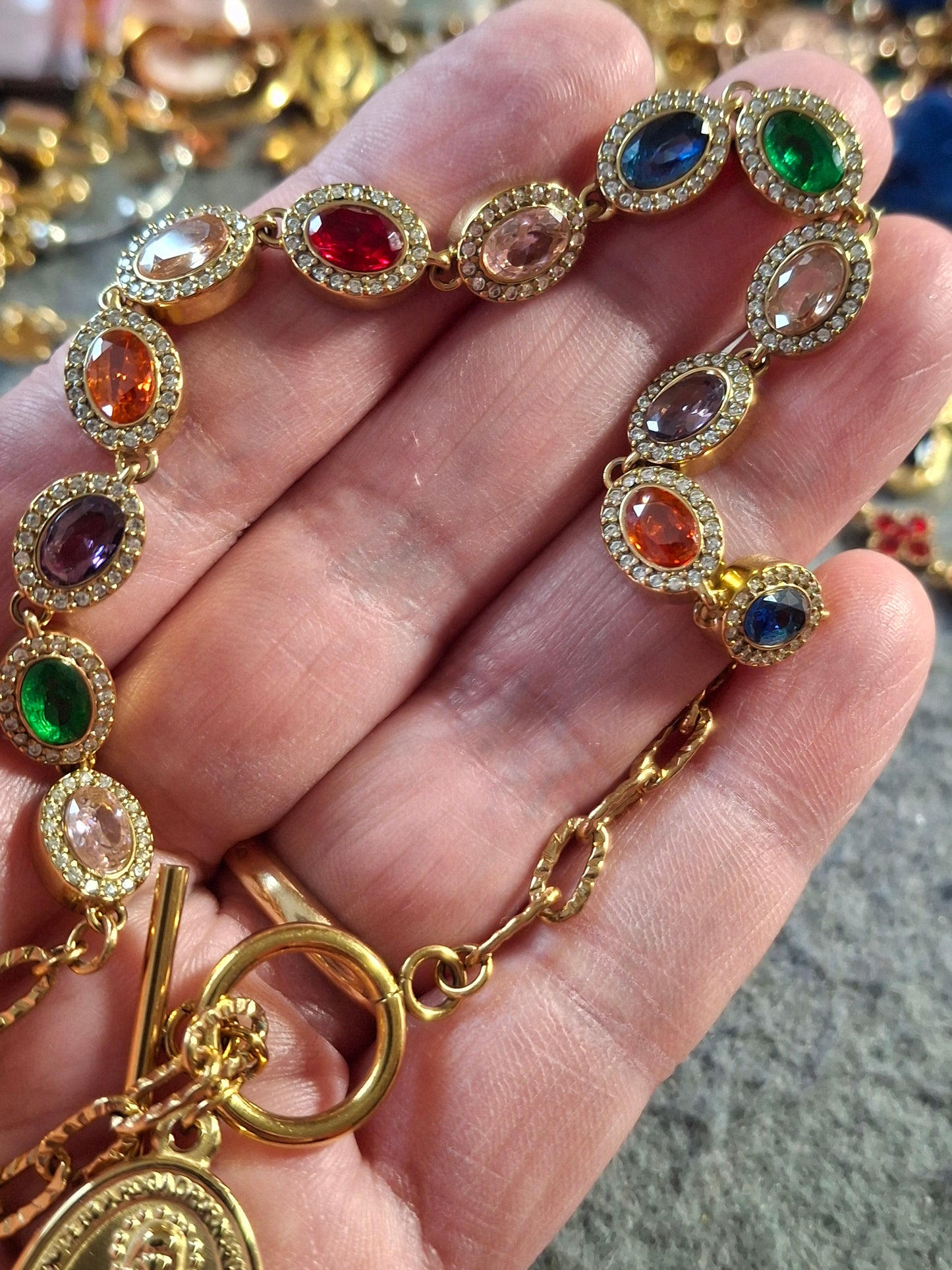 Armband Kette Edelstahl 316 von höchster Qualität, Kristall mit Zirkonia besetzt, Madonnenanhänger Edelstahl 316, handgefertigt, nur auf Maß