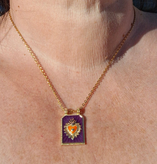 Gold chain necklace, stainless steel 316, tarot card, talisman, evil eye.