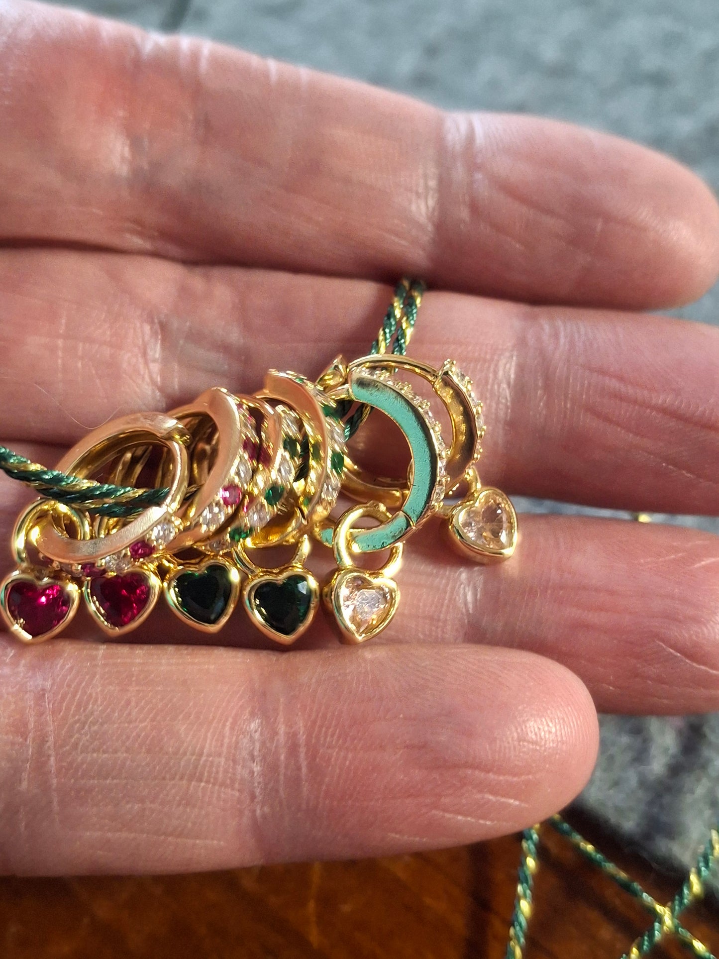 Single earrings, 316 stainless steel huggies and heart pendant with zirconia