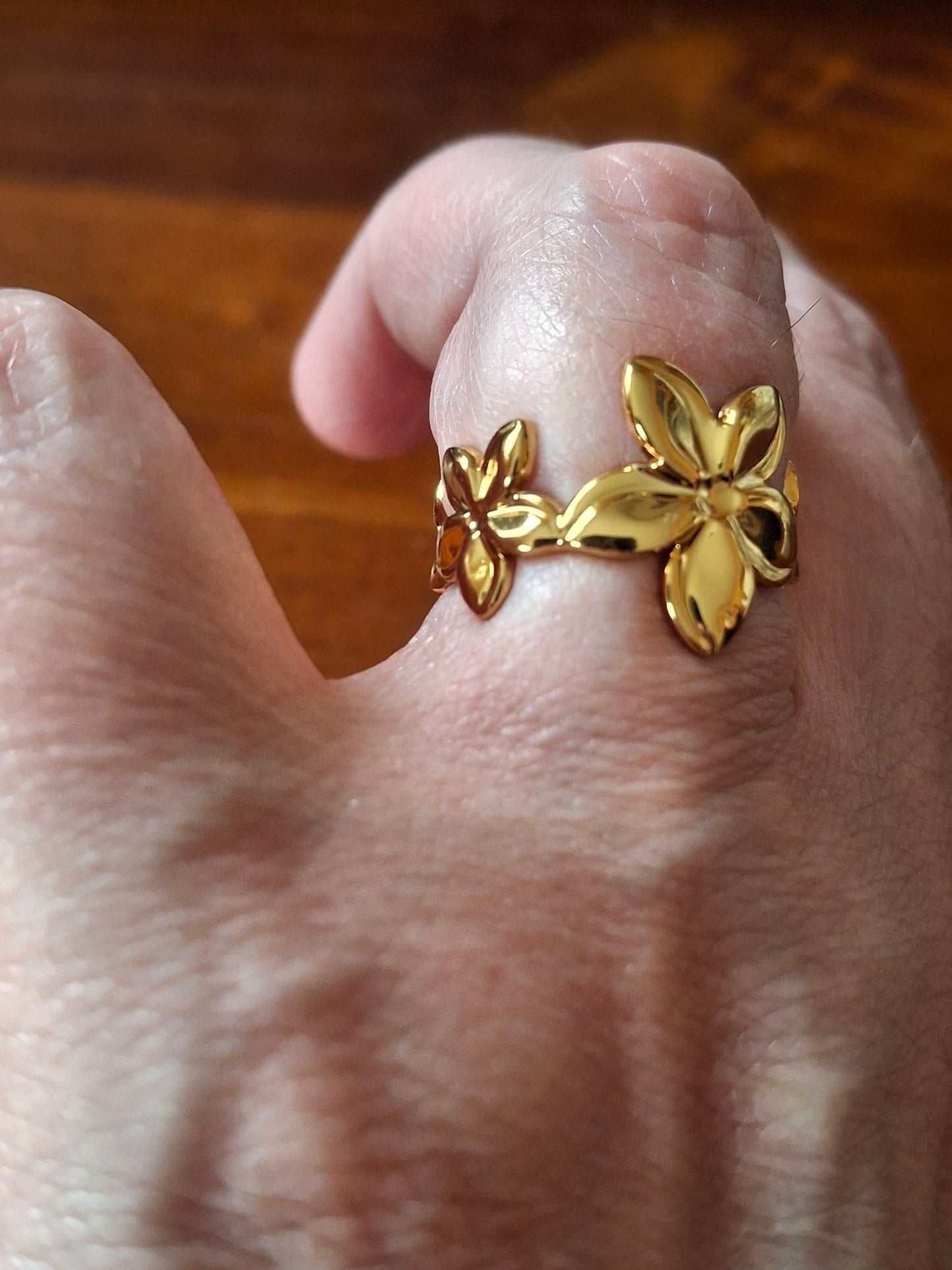 Bague acier inoxydable stainless steel 316 or ou argent réglable ajustable