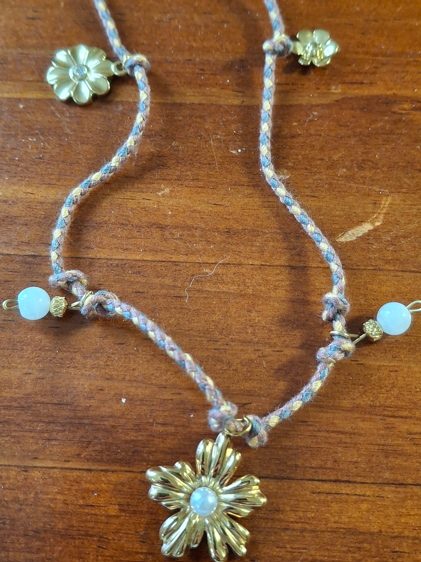 Collier cordon tressé réglable ajustable handmade