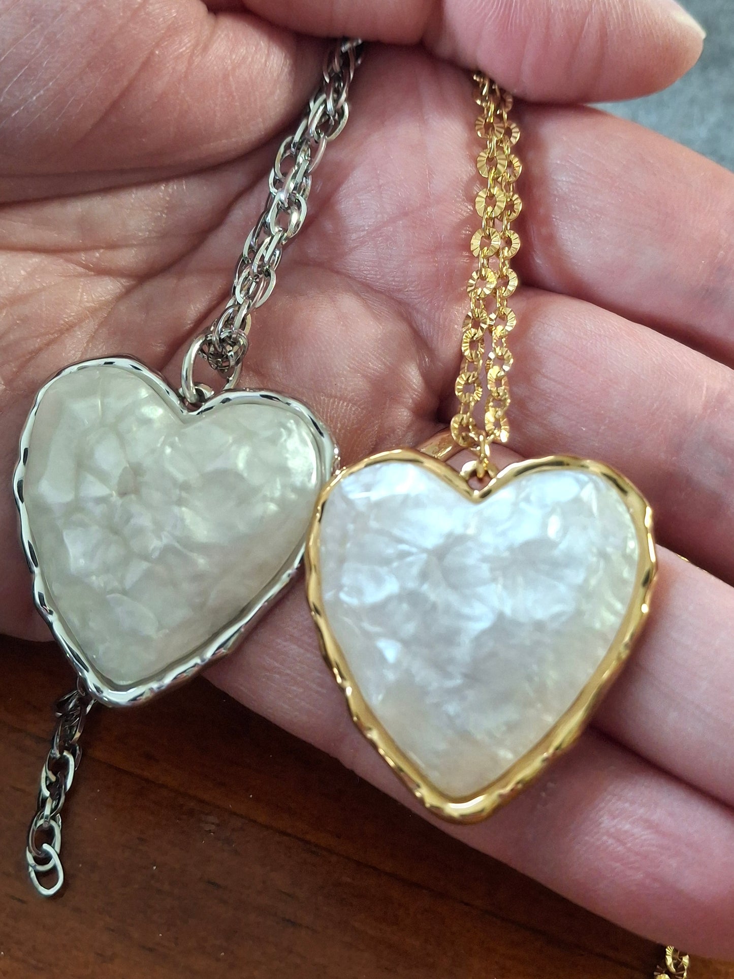 Halskette goldfarbene Kette Edelstahl 316 und Herz Edelstahl 316