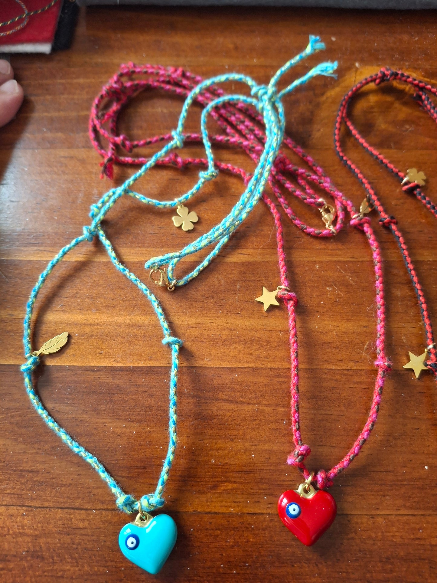 Collier cordon tressé réglable ajustable handmade talisman gri gri