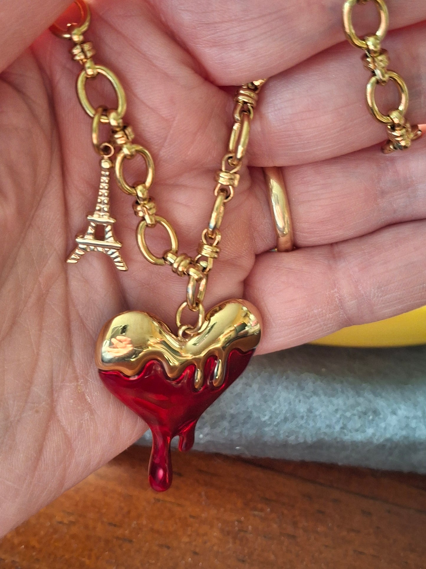 Verstellbare Edelstahl-316-Panzerkette mit Herz- und Eiffelturm-Anhängern