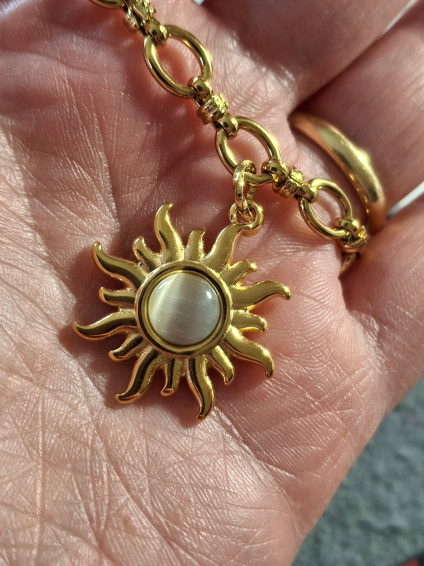 Armband Gliederkette Edelstahl 316, maßgefertigter polierter Sonnenanhänger Edelstahl 316