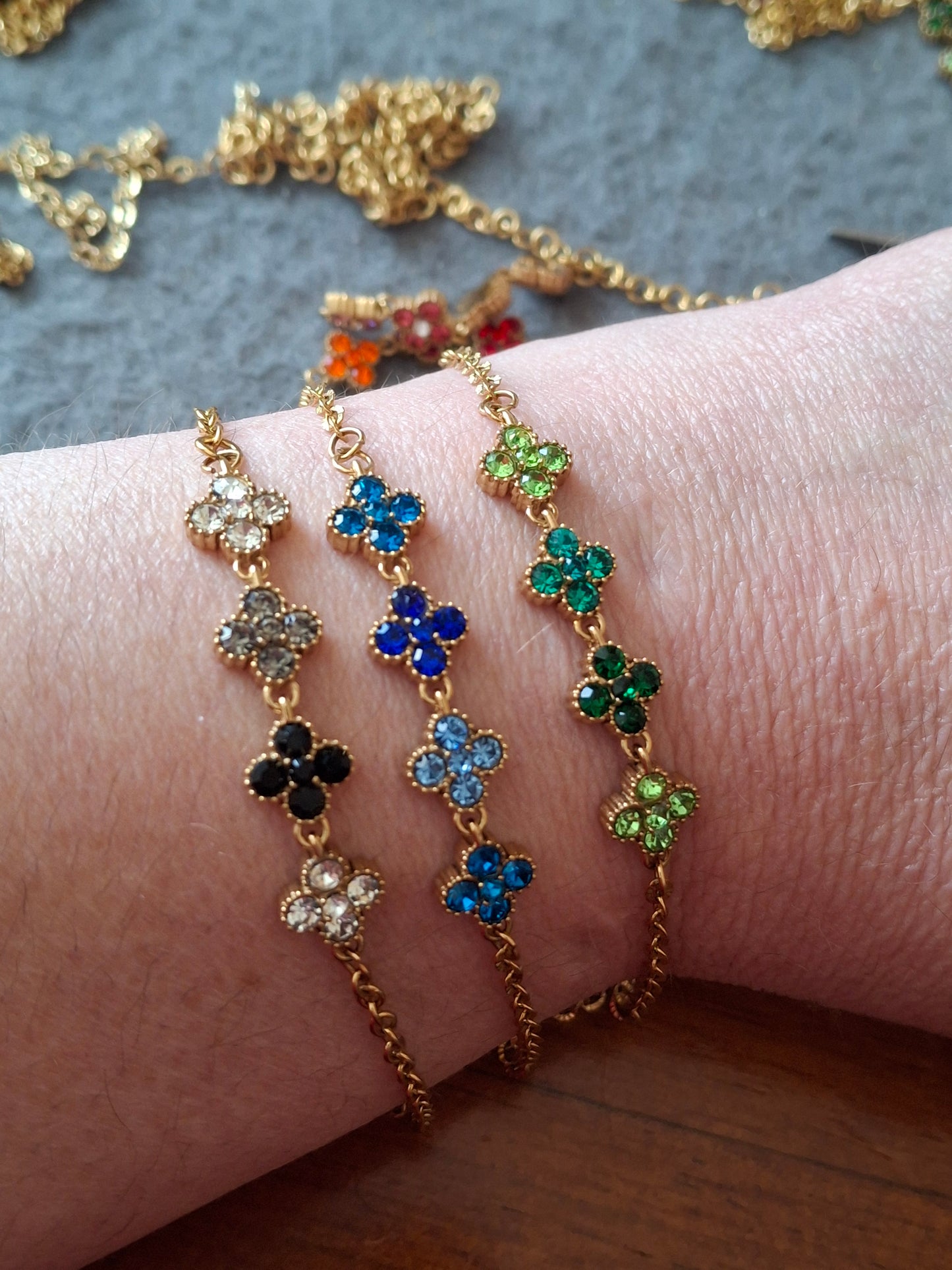 Armband Kette Edelstahl 316 Kristall und Kette Edelstahl 316 handgefertigt nur auf Maß