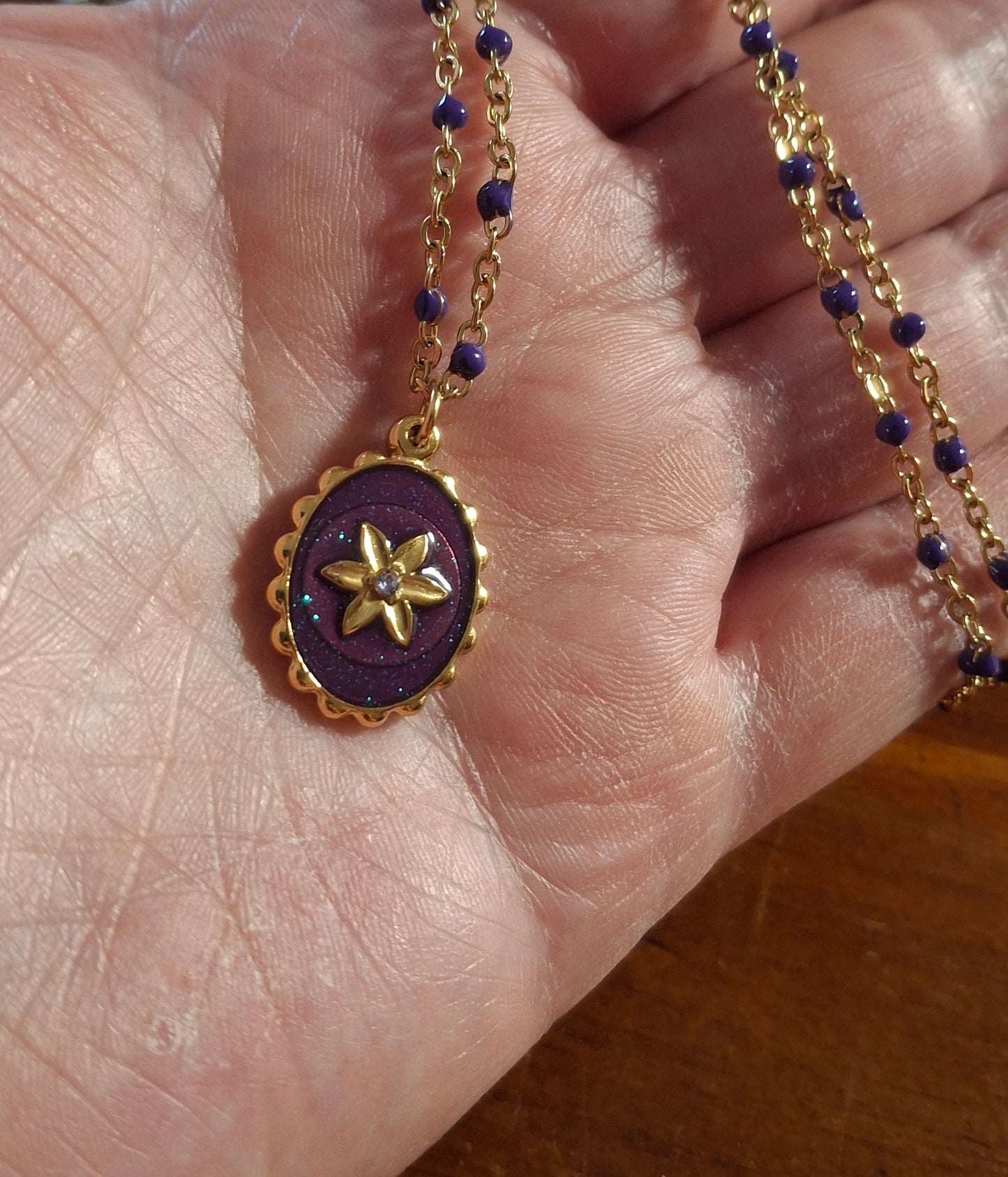 Collier chaîne dorée acier inoxydable Pendentif stainless steel poli